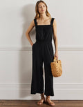 Jersey-Jumpsuit mit Trägern-Schwarz