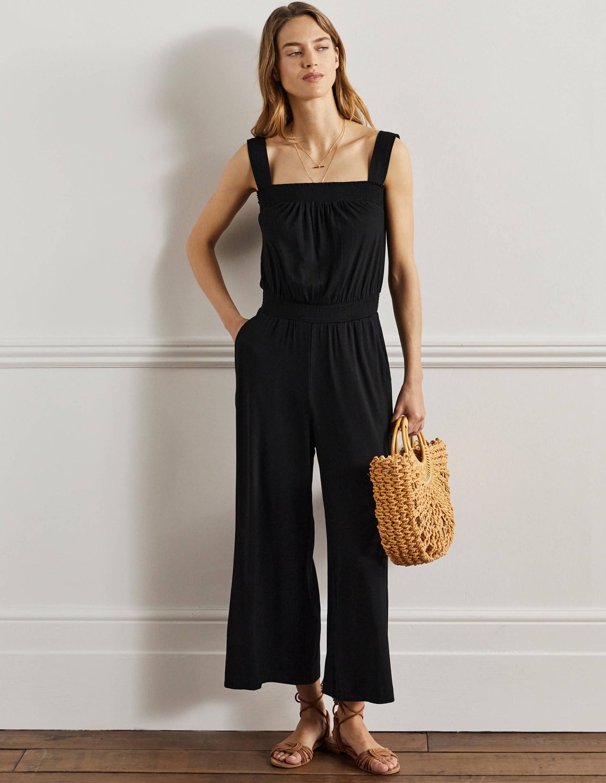 Jersey-Jumpsuit mit Trägern-Schwarz-1