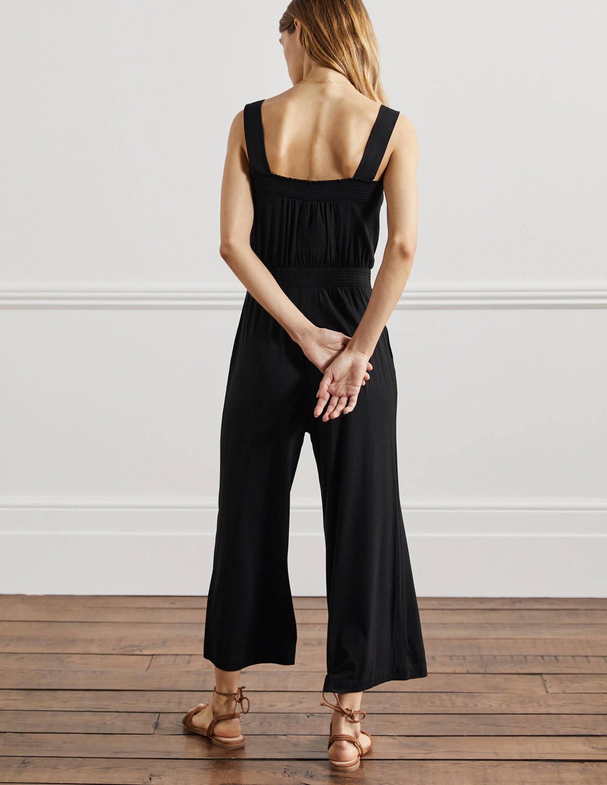 Jersey-Jumpsuit mit Trägern-Schwarz - Image 3