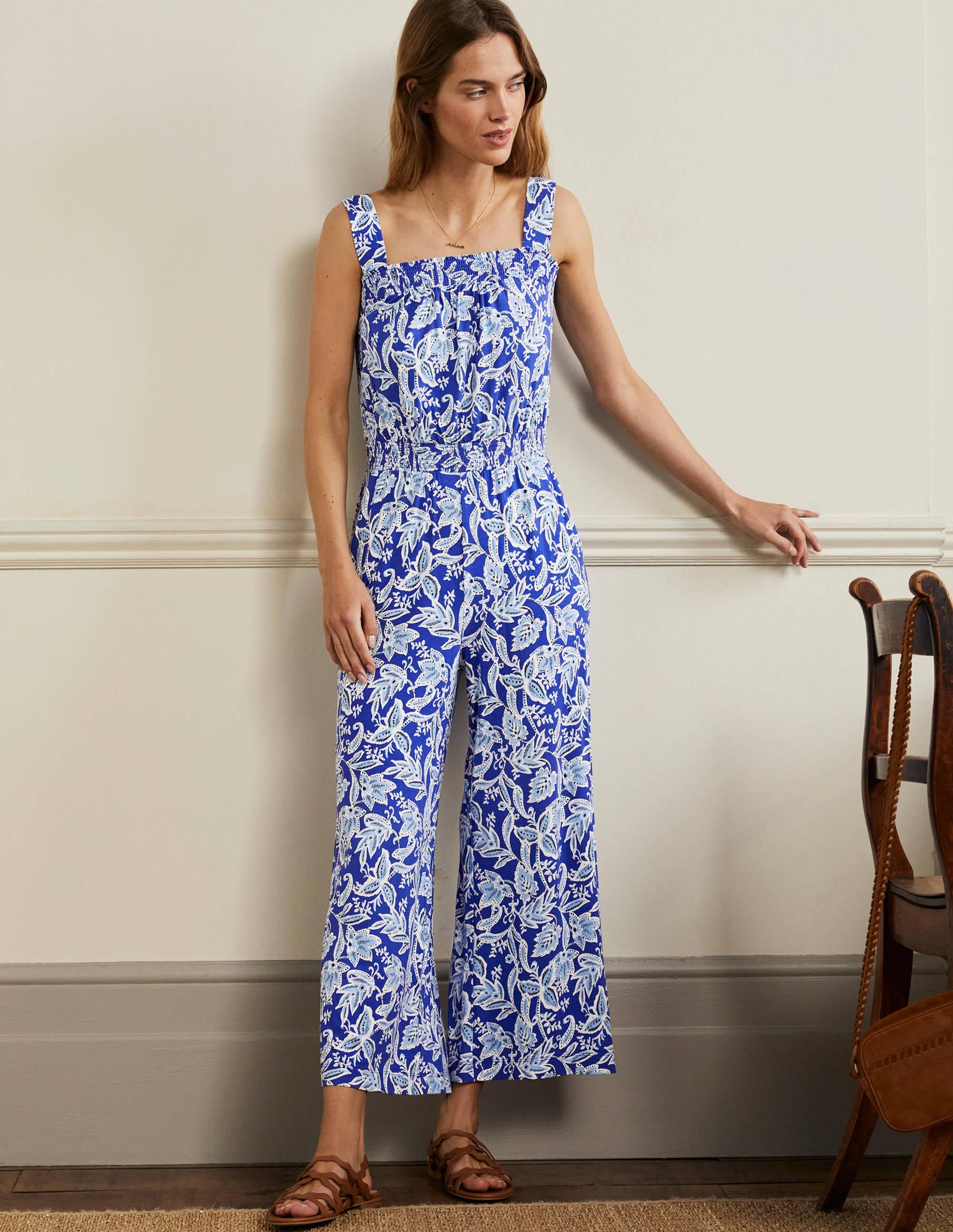 Jersey-Jumpsuit mit Trägern-Atlantischer Ozean, Wildblumen - Image 1