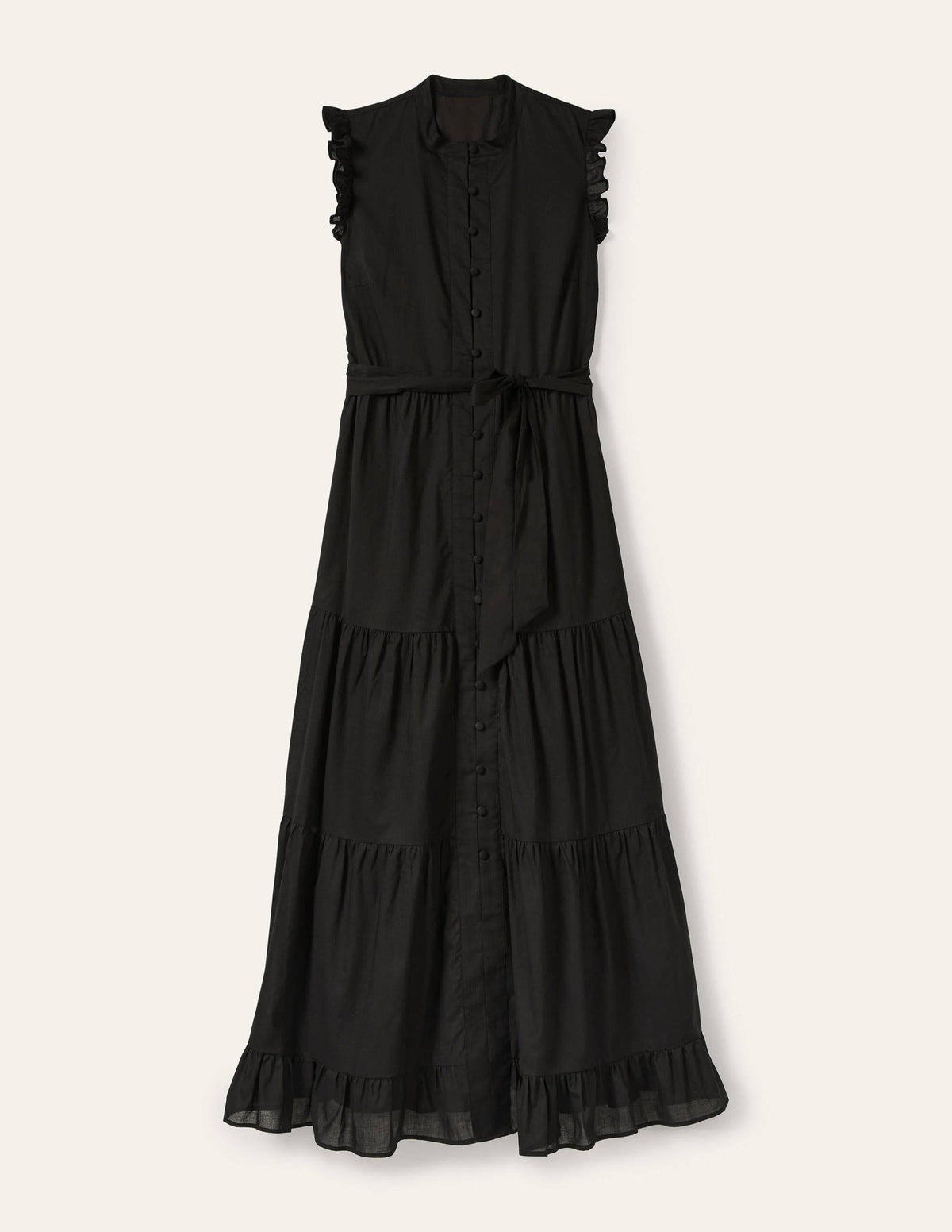 Tiered Ruffle Maxi Dress-Black-7