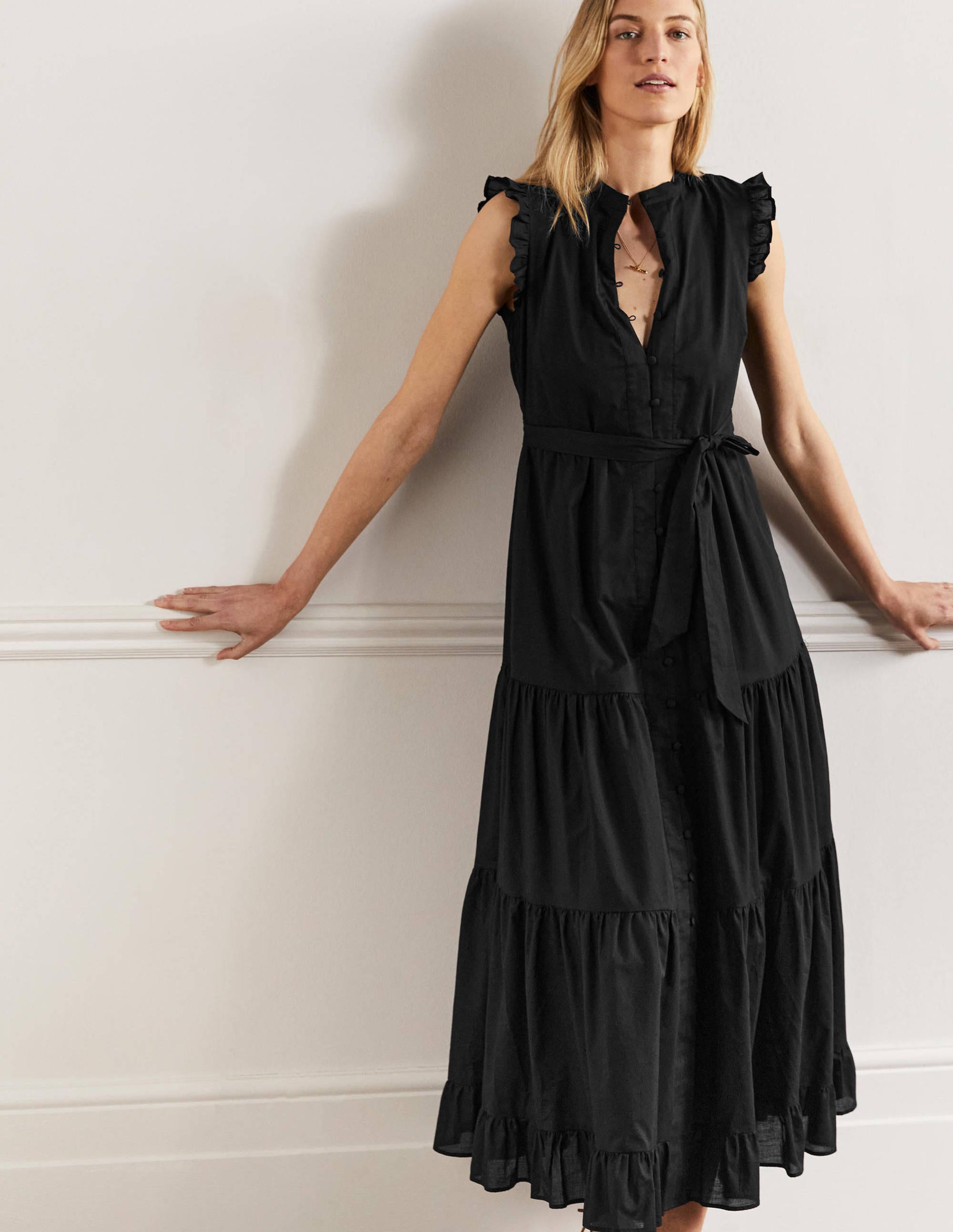 Tiered Ruffle Maxi Dress-Black - Image 4