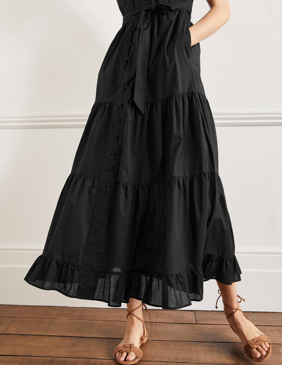 Tiered Ruffle Maxi Dress-Black - Image 5