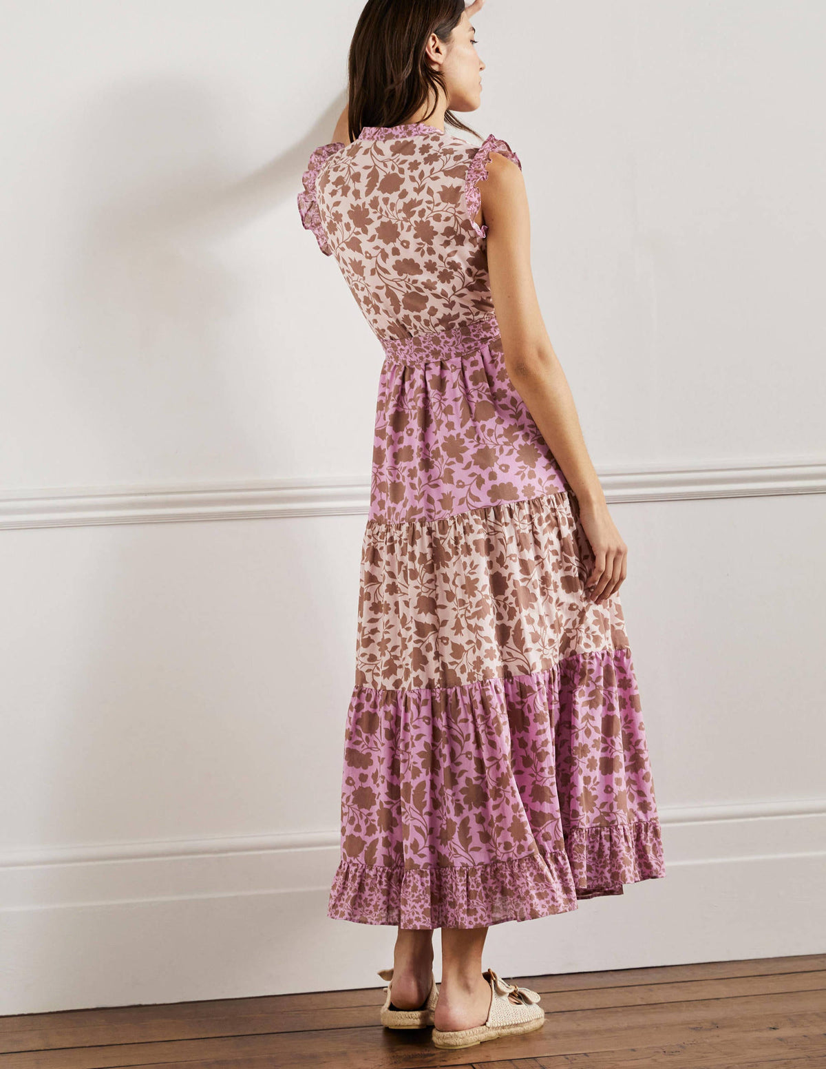 Robe longue à volants-Orchidée, motif Botanic Silhouette - Image 3