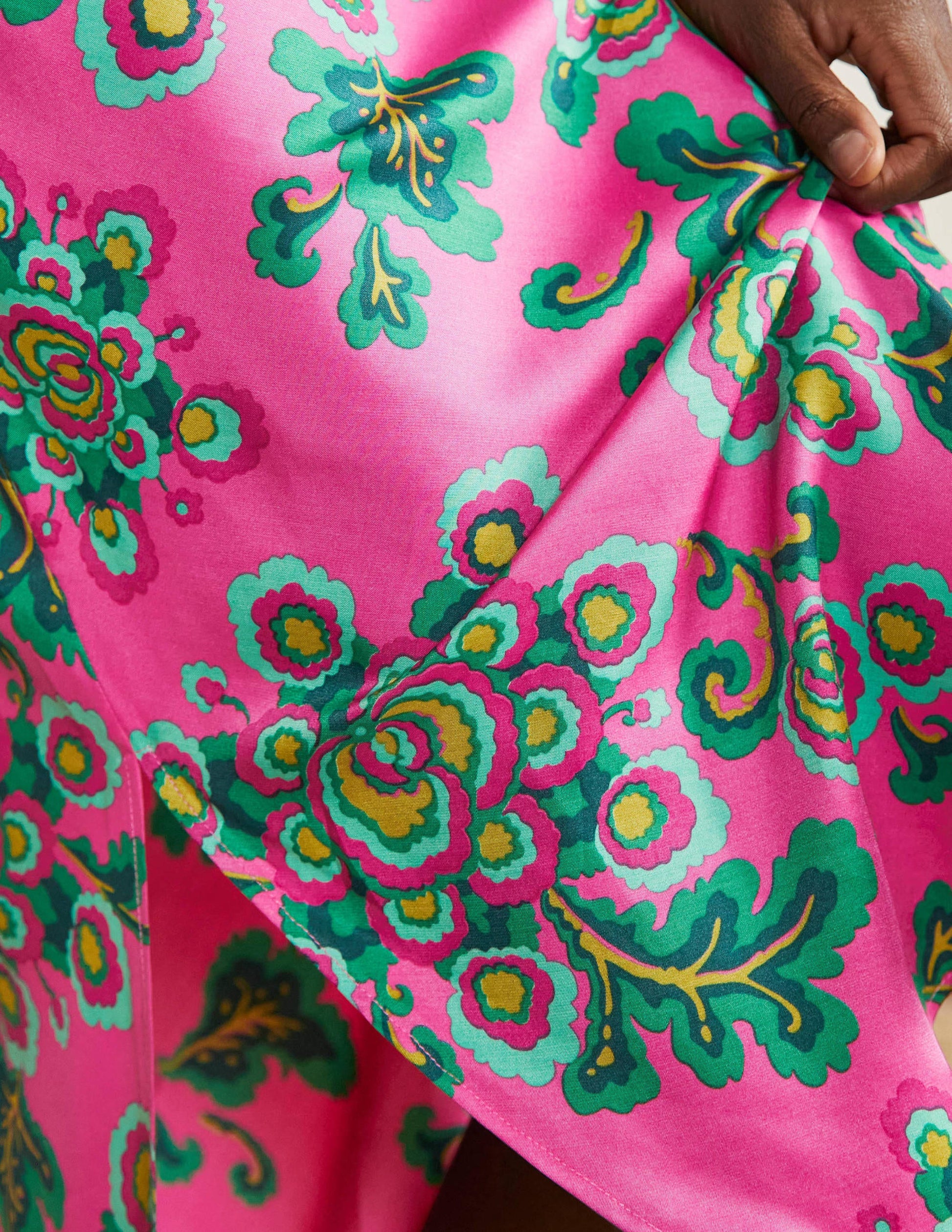Elena Midikleid zum Hineinschlüpfen-Pink, Wildblumen-2