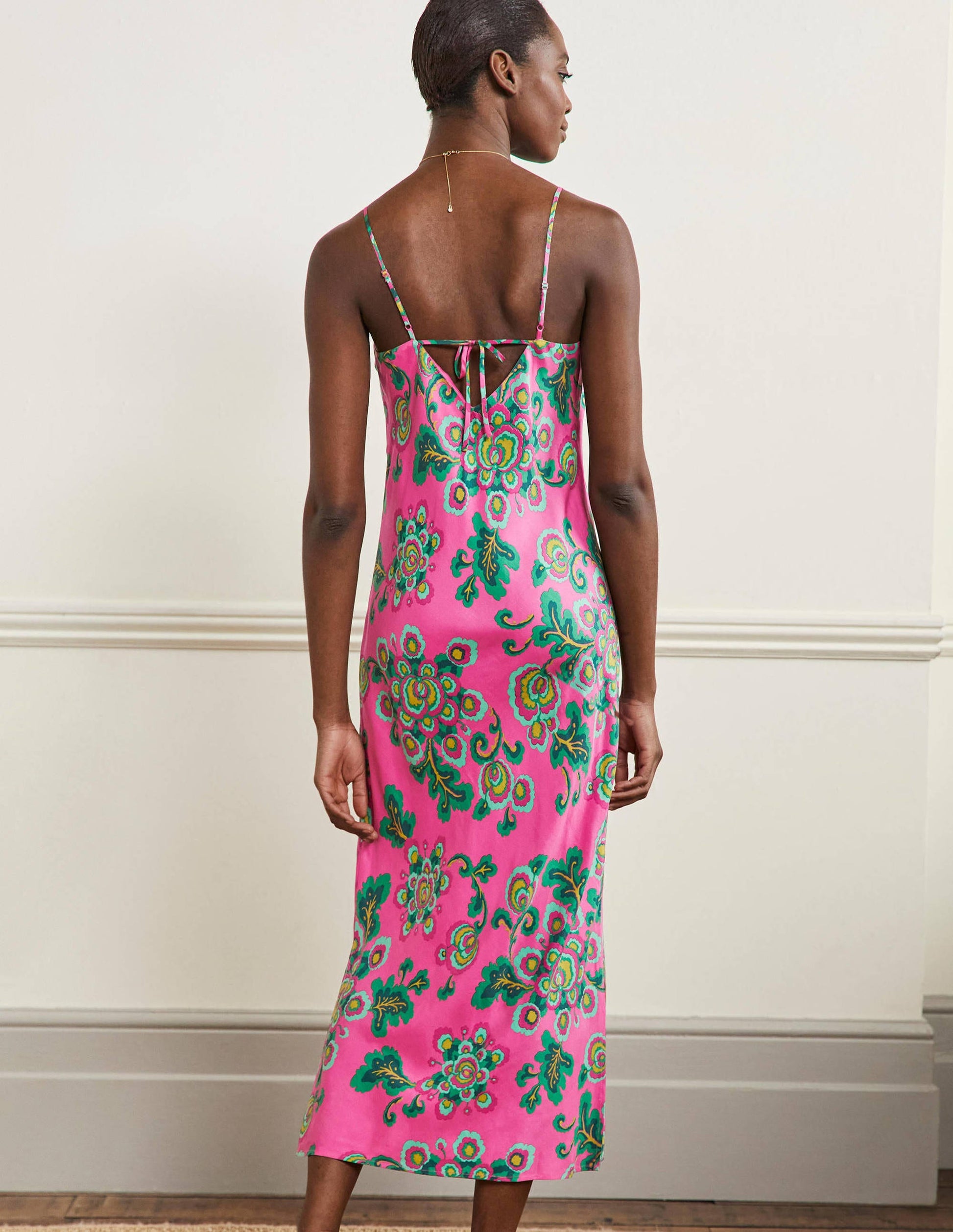 Elena Midikleid zum Hineinschlüpfen-Pink, Wildblumen-3
