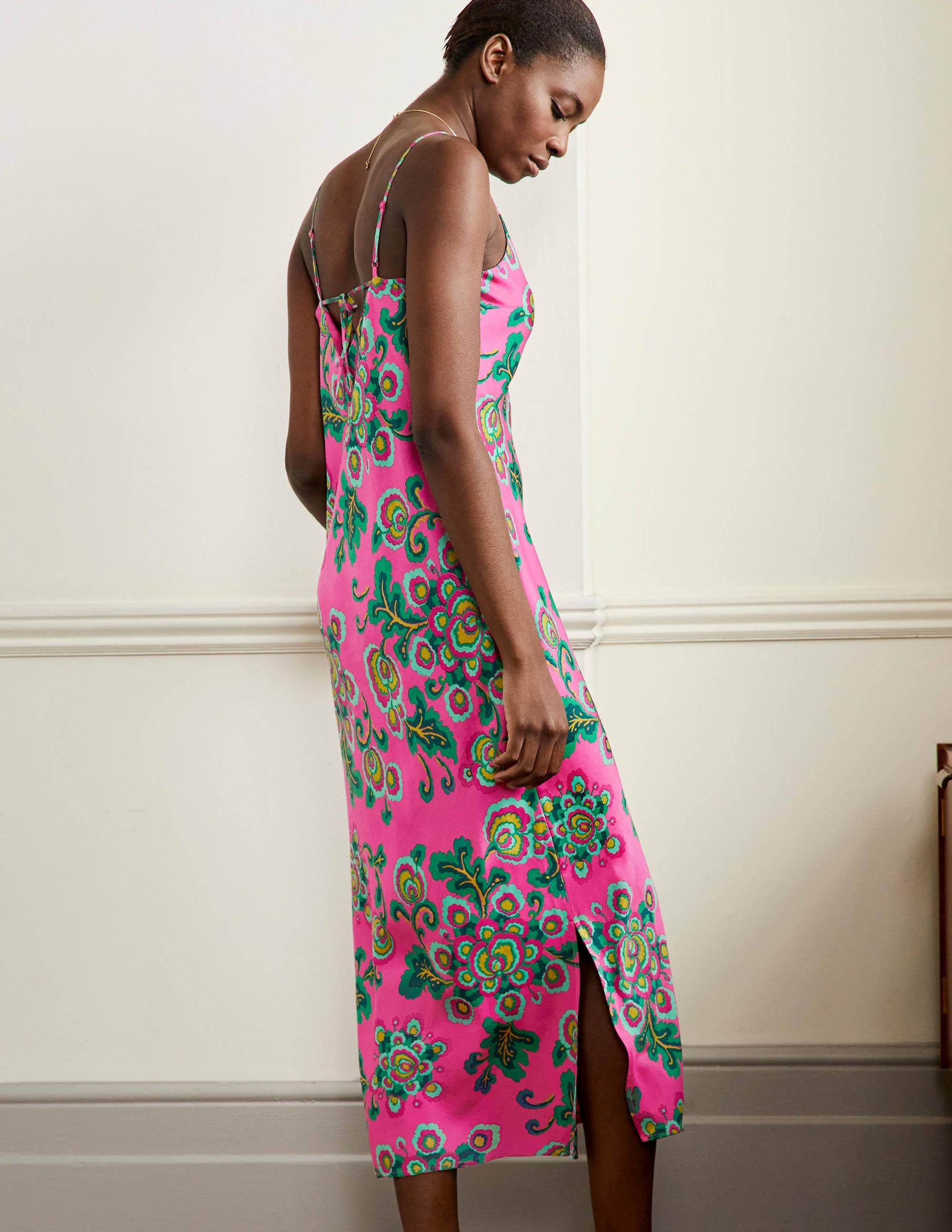 Elena Midikleid zum Hineinschlüpfen-Pink, Wildblumen - Image 4