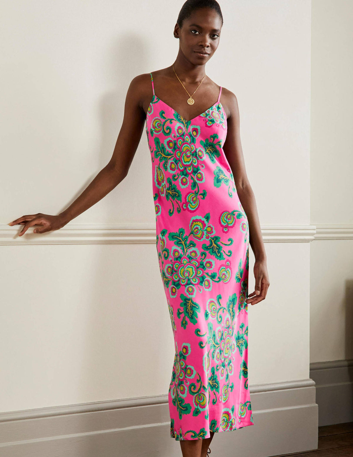 Elena Midikleid zum Hineinschlüpfen-Pink, Wildblumen - Image 5