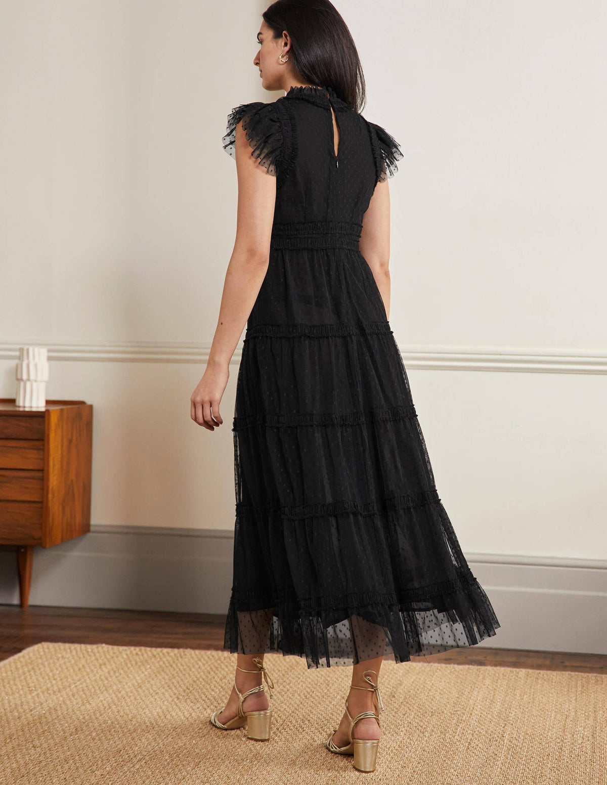 Edie Gestuftes Midi-Tüllkleid-Schwarz - Image 3