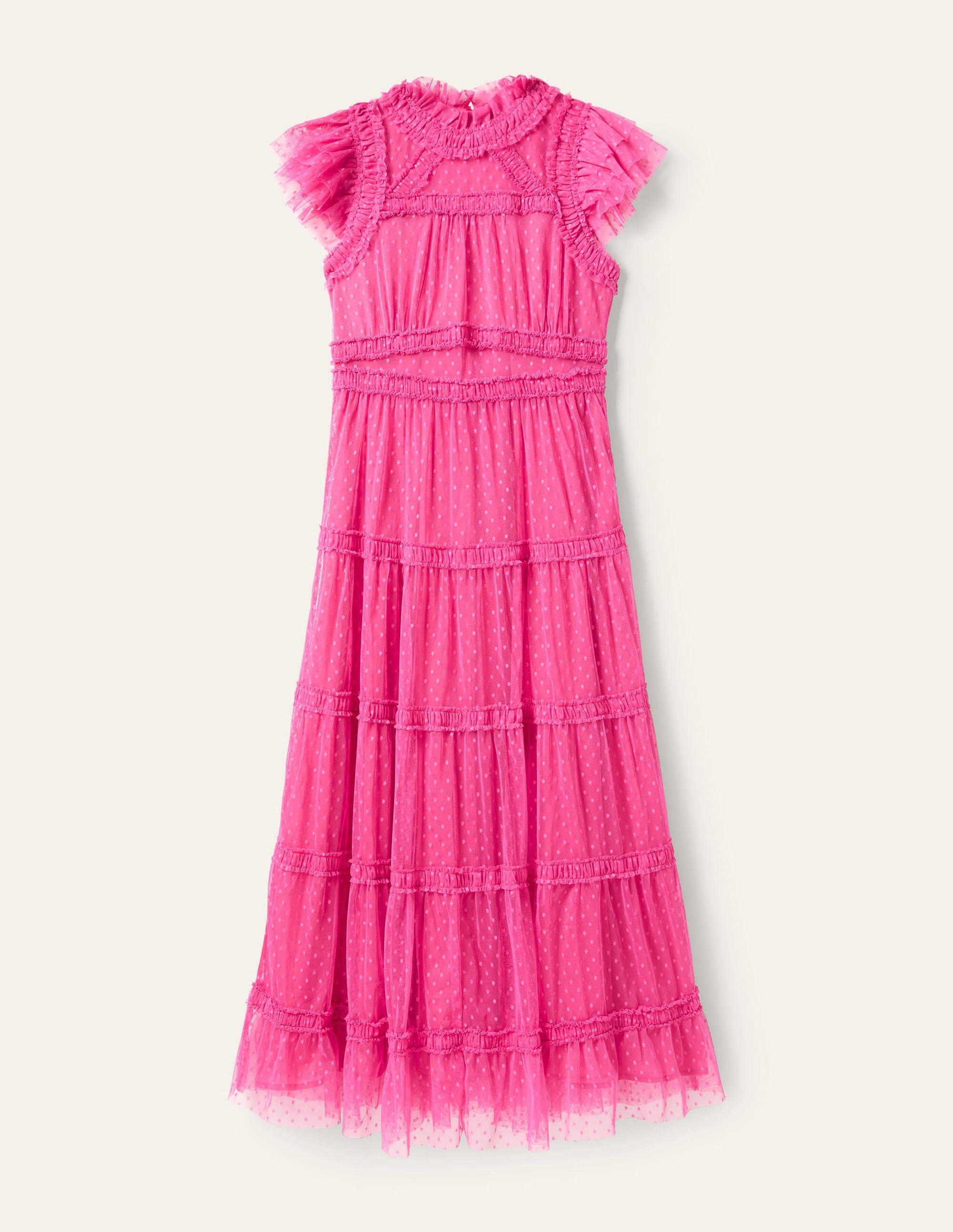 Edie Gestuftes Midi-Tüllkleid-Pink - Image 5
