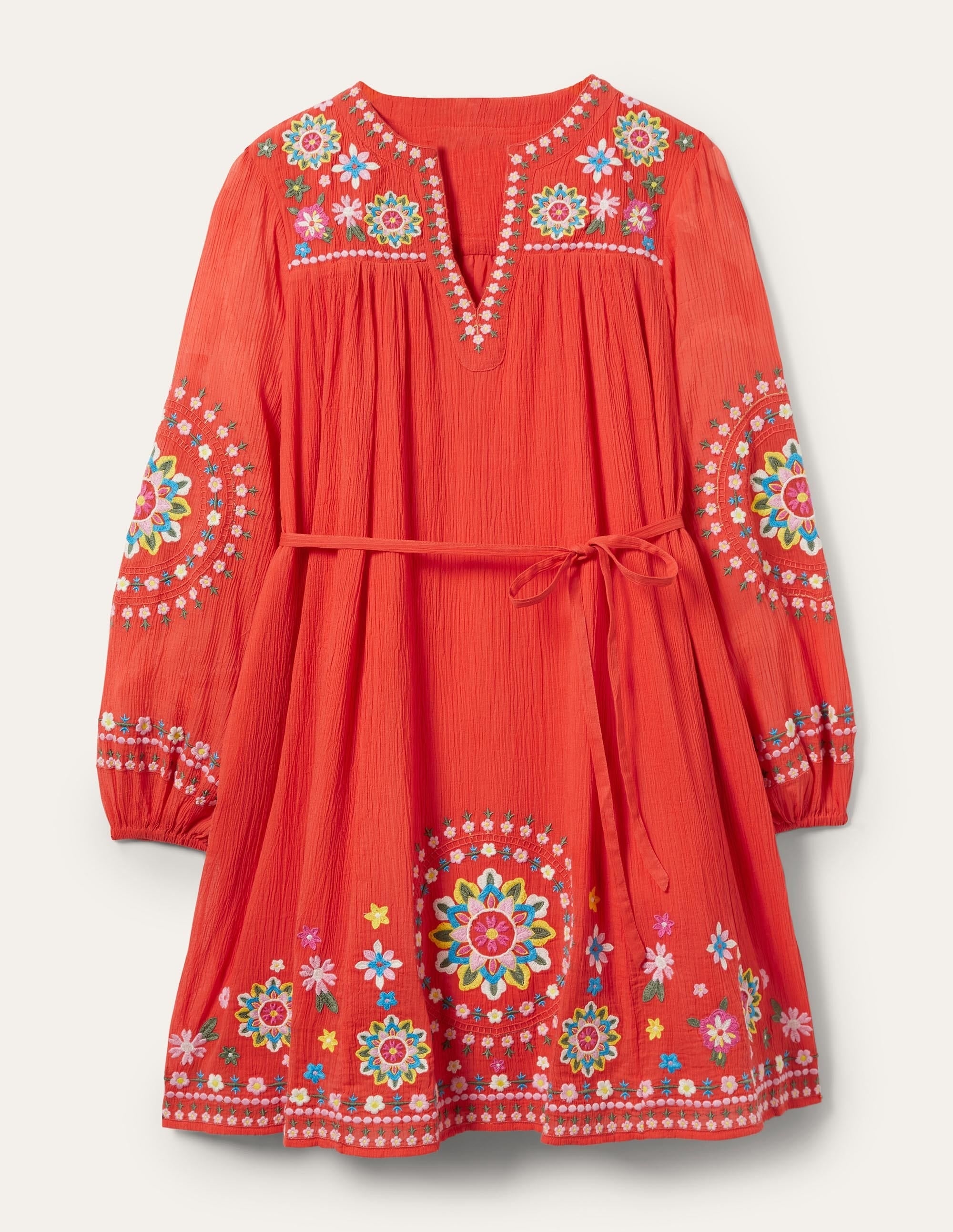 Baumwollkleid mit Stickerei-Kräftiges Papayaorange - Image 6