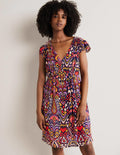 Grace Flutter Sleeve Dress-Navy, Ikat Charm