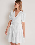 Robe avec broderie anglaise au dos-Blanc