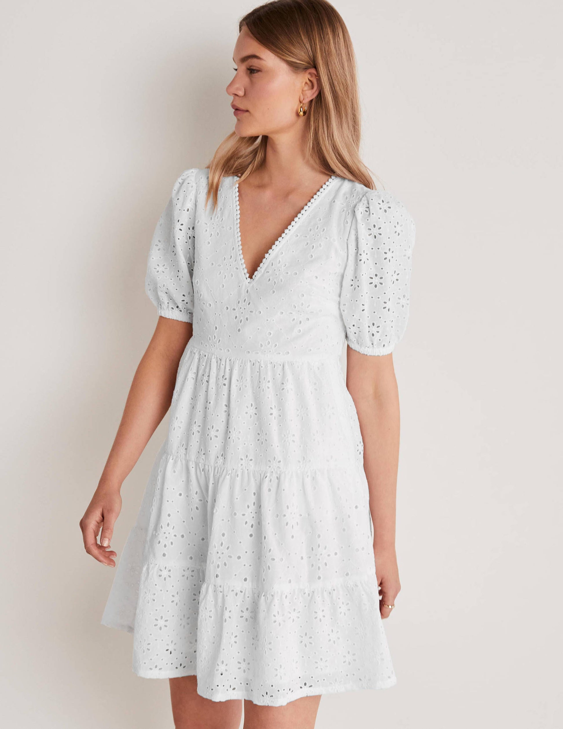 Robe avec broderie anglaise au dos-Blanc-1