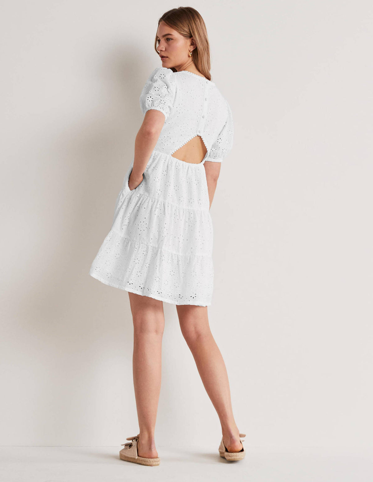 Robe avec broderie anglaise au dos-Blanc-3
