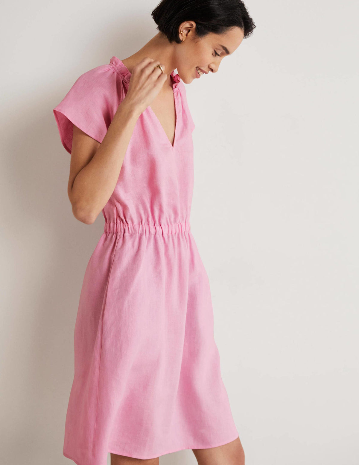 Robe en lin à manches courtes-Bonbon - Image 5