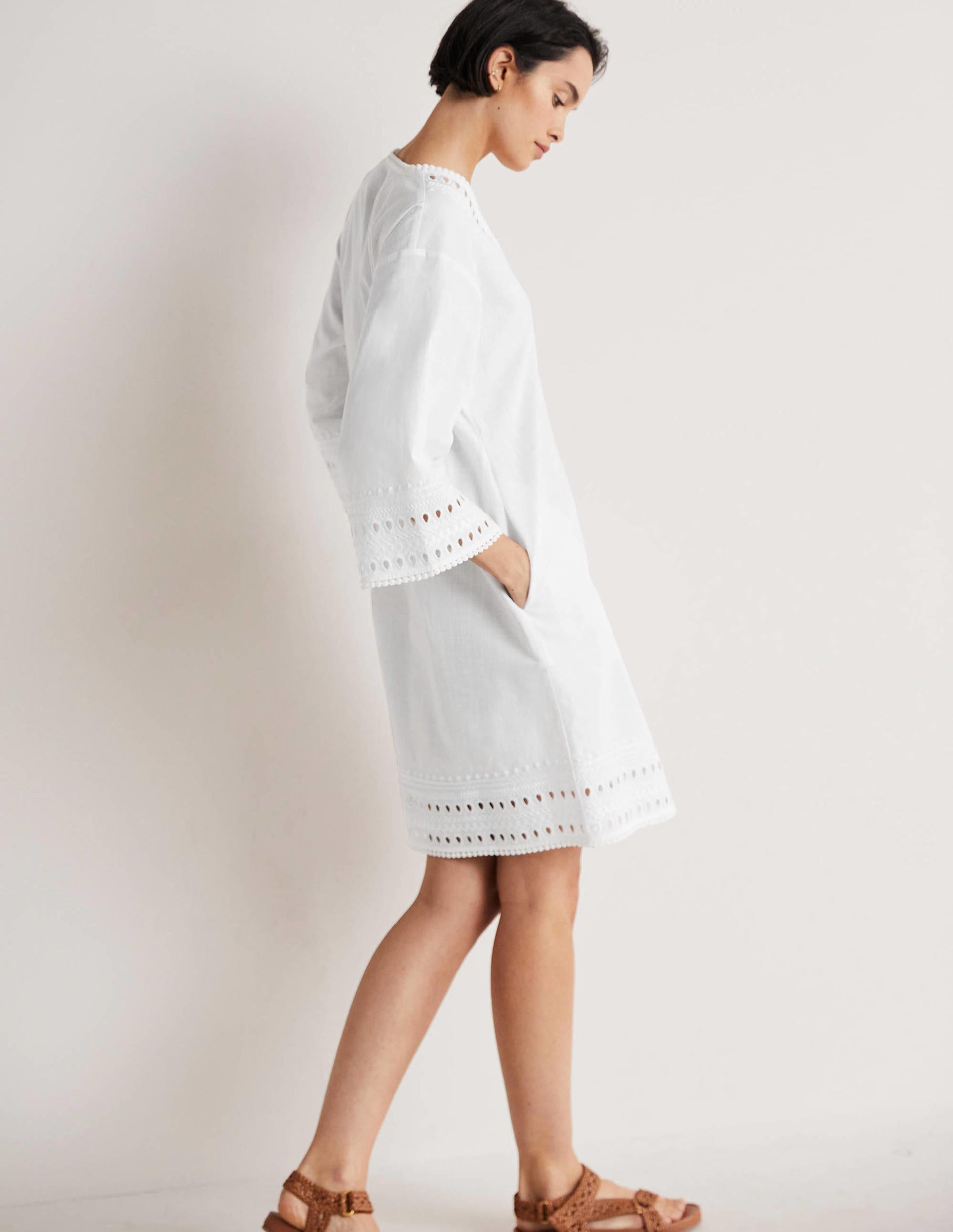 Robe caftan brodée-Blanc-4