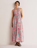 Imogen Neckholder-Maxikleid-Bunt, Ikat-Muster