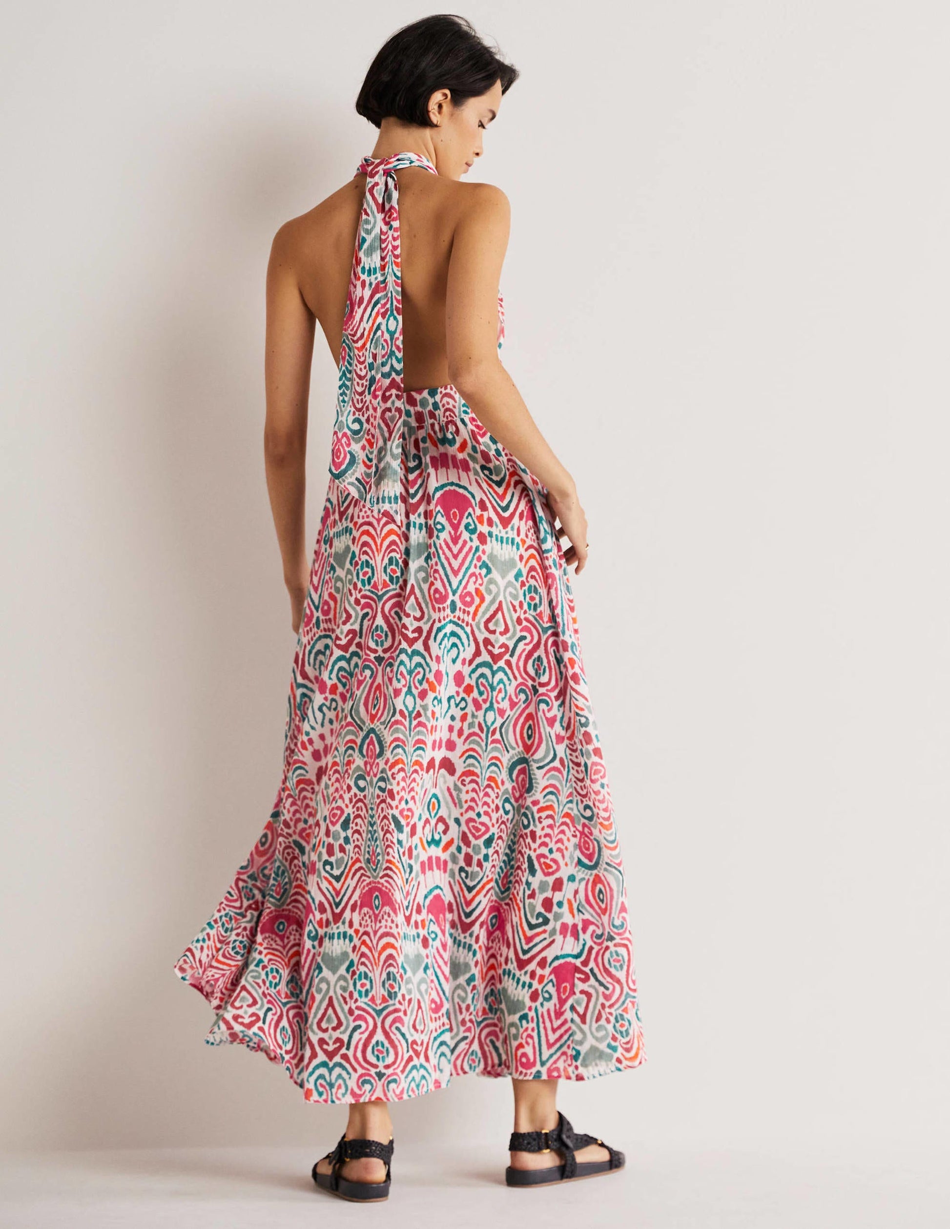Imogen Neckholder-Maxikleid-Bunt, Ikat-Muster-3