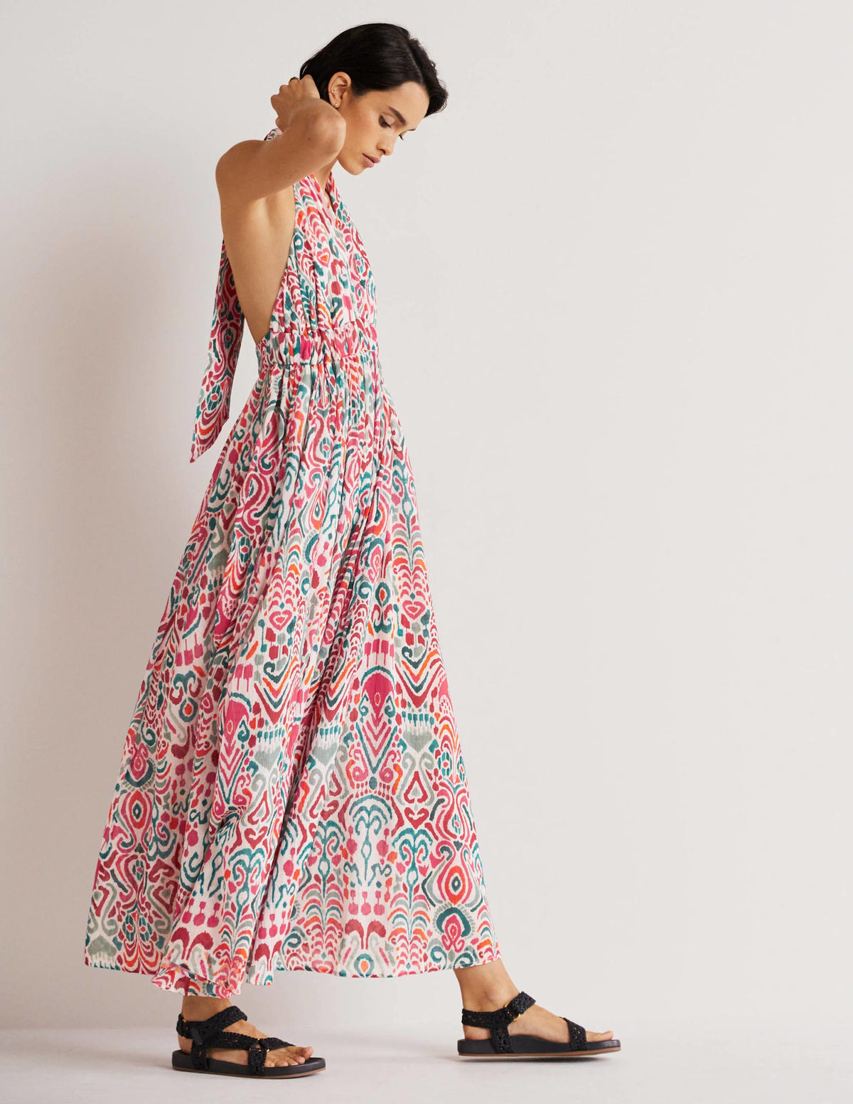 Imogen Neckholder-Maxikleid-Bunt, Ikat-Muster-4