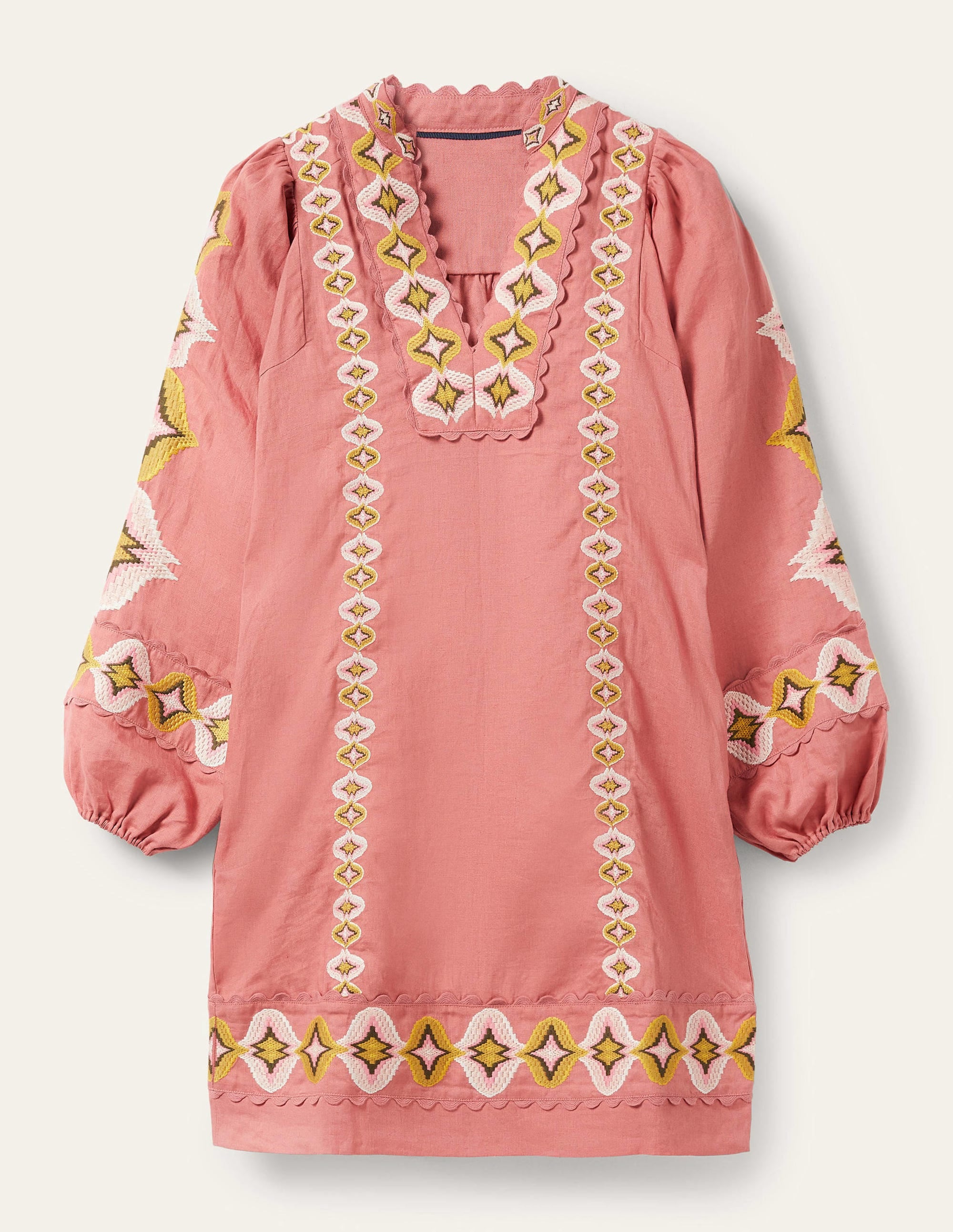 Minikleid aus Leinen mit Stickerei-Staubrot - Image 7