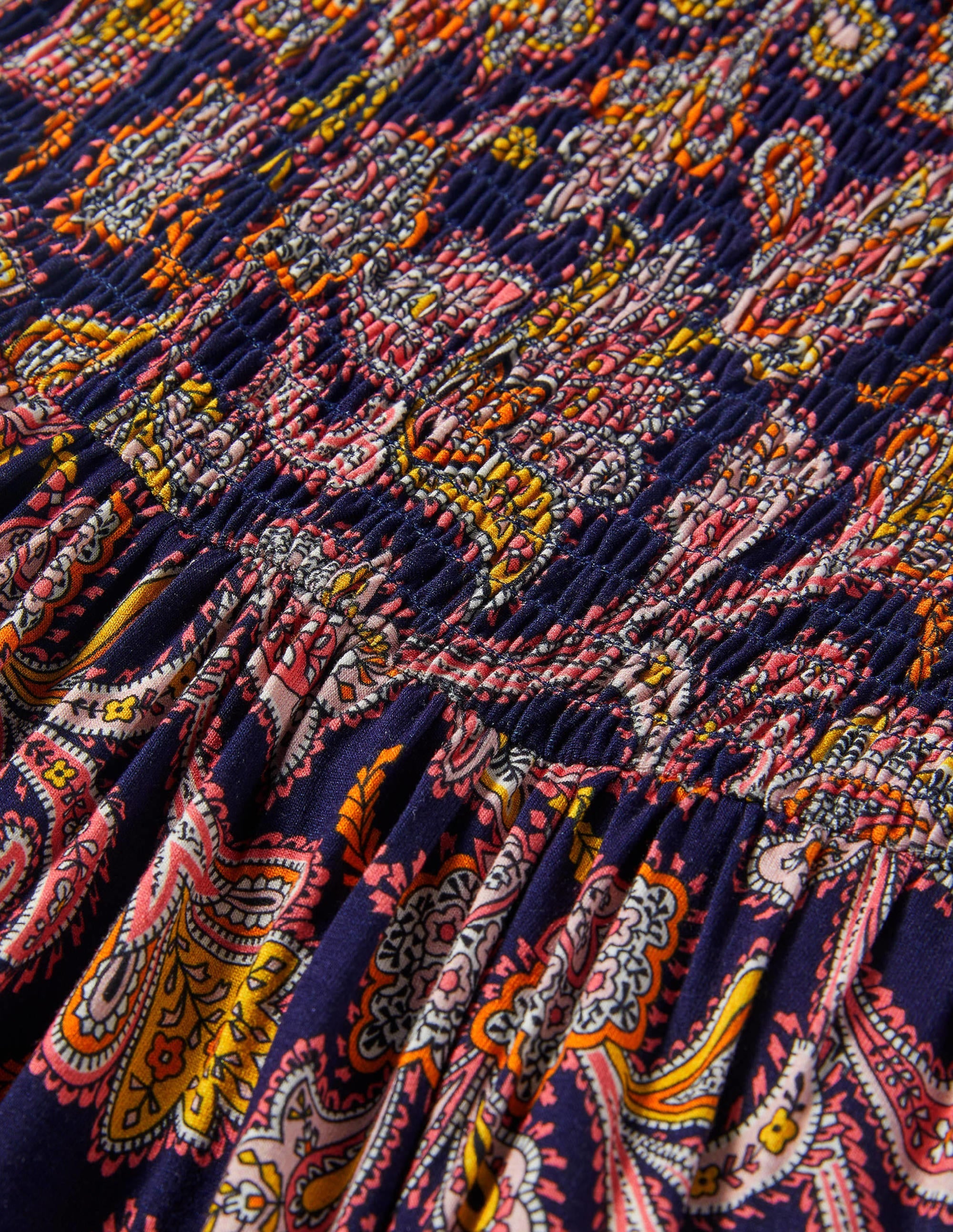 Trägerloses Maxikleid aus Jersey-Französisches Navy, Paisley-Knospen - Image 6