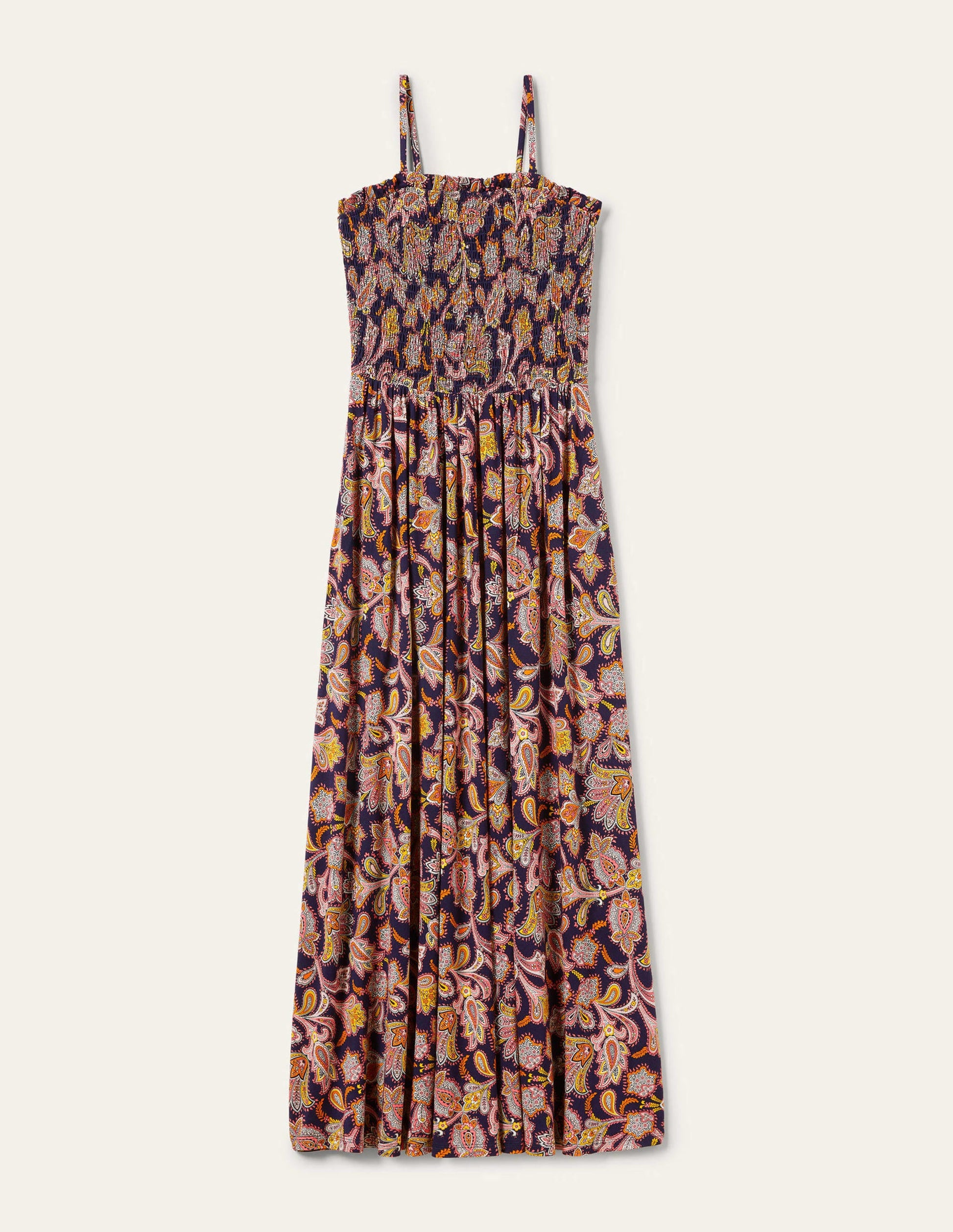 Trägerloses Maxikleid aus Jersey-Französisches Navy, Paisley-Knospen-7
