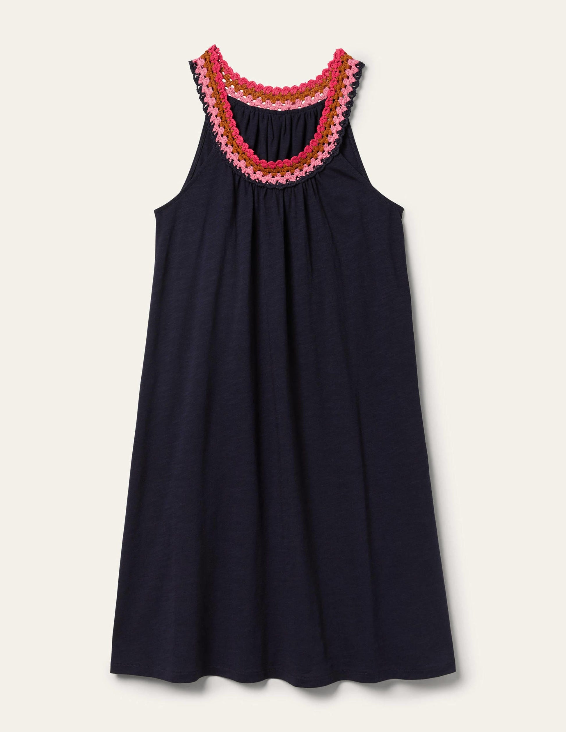 Jerseykleid mit Häkeldetails-Marineblau-6