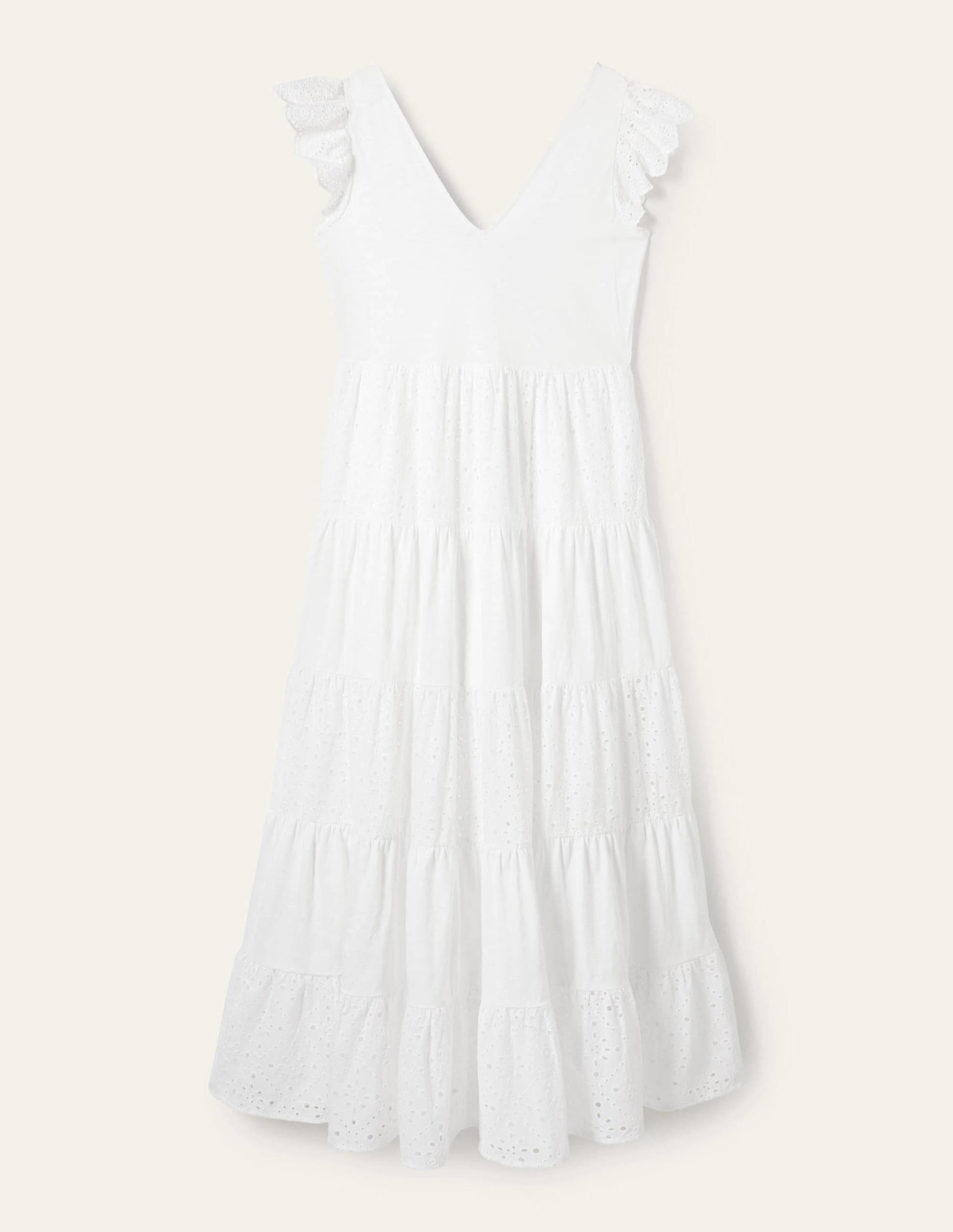 Maxikleid aus Jersey mit Lochstickereimix-Weiß-8