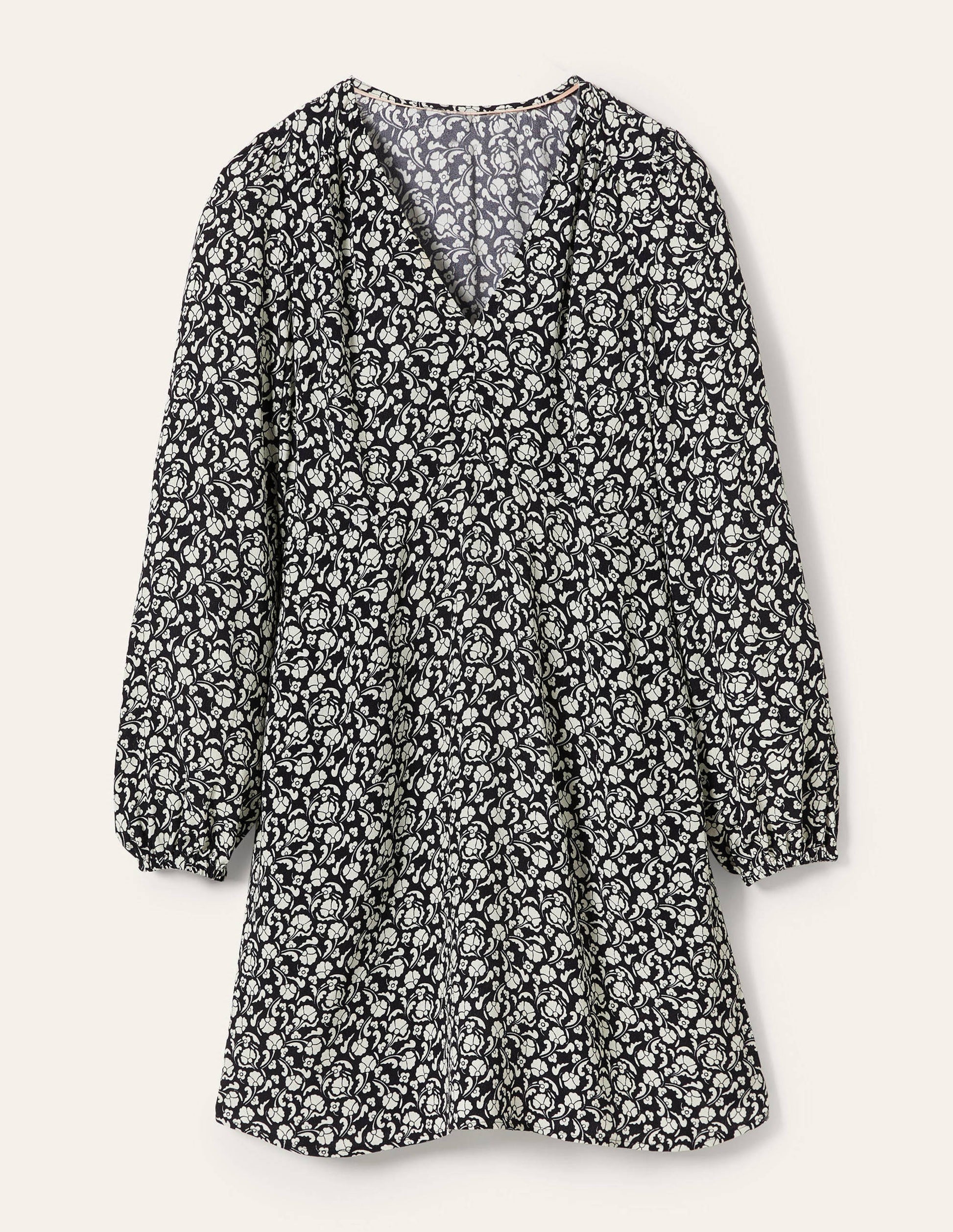 Kleid mit V-Ausschnitt-Navy, Zarte Knospen-5