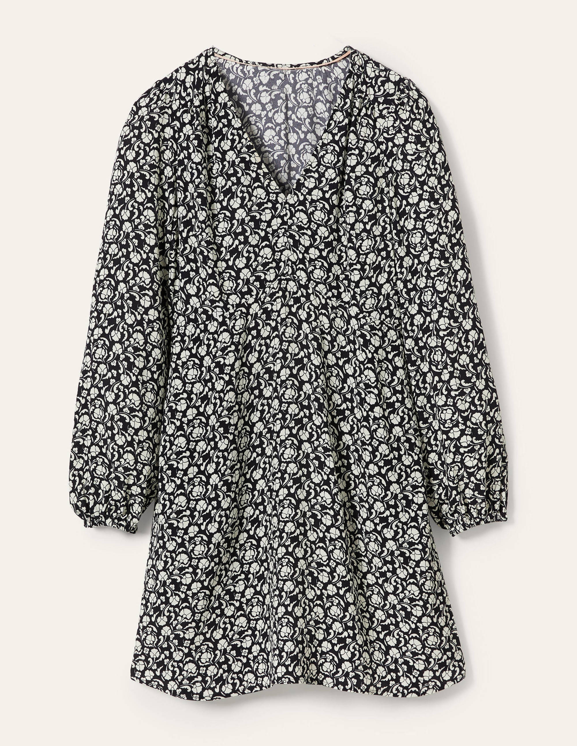 Kleid mit V-Ausschnitt-Navy, Zarte Knospen - Image 5