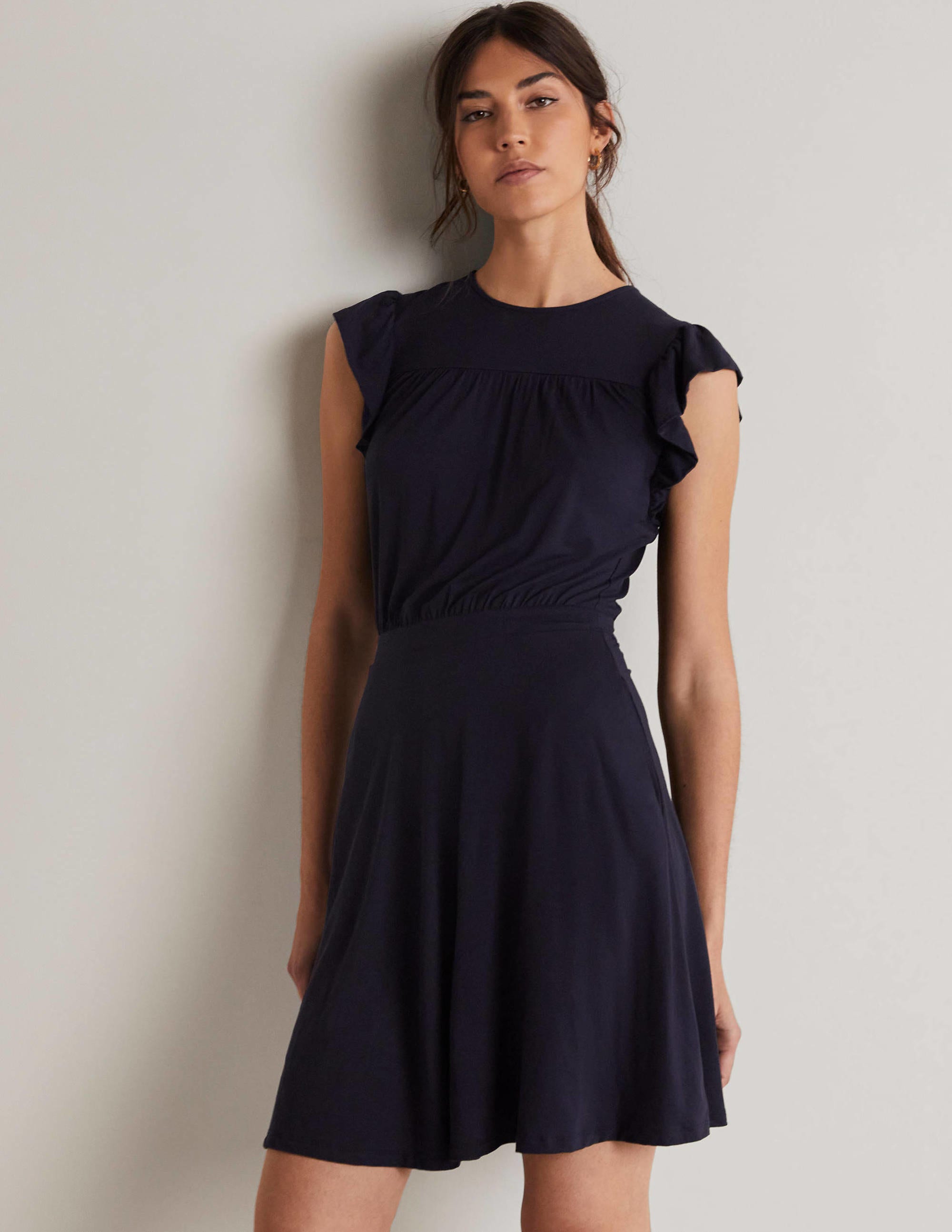 Gemustertes Minikleid mit Rüschen-Marineblau - Image 1