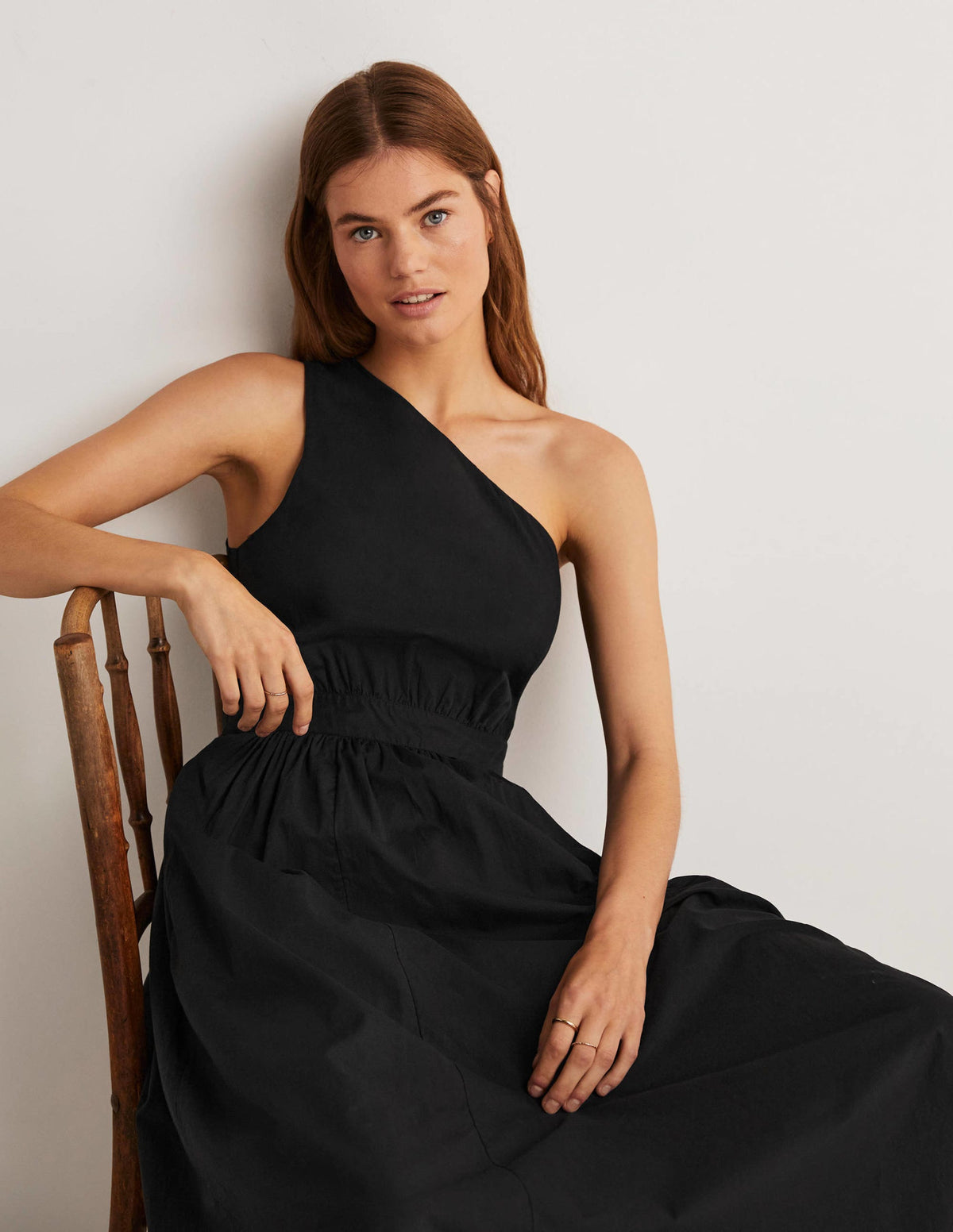 One Shoulder Midi Dress-Black-8