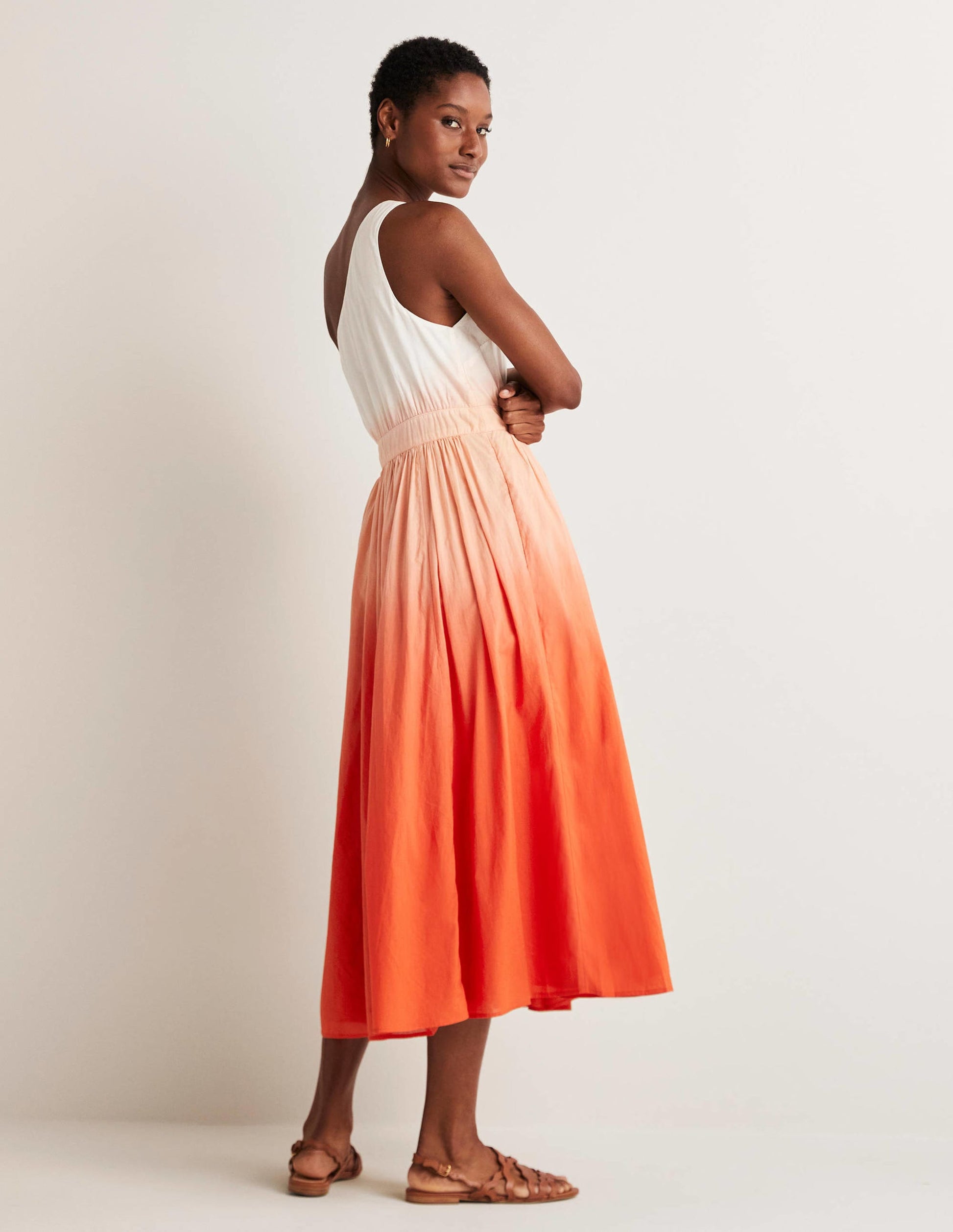 Midikleid mit einer Schulter-Feuerwerkskörperrot, Dip-Dye-2