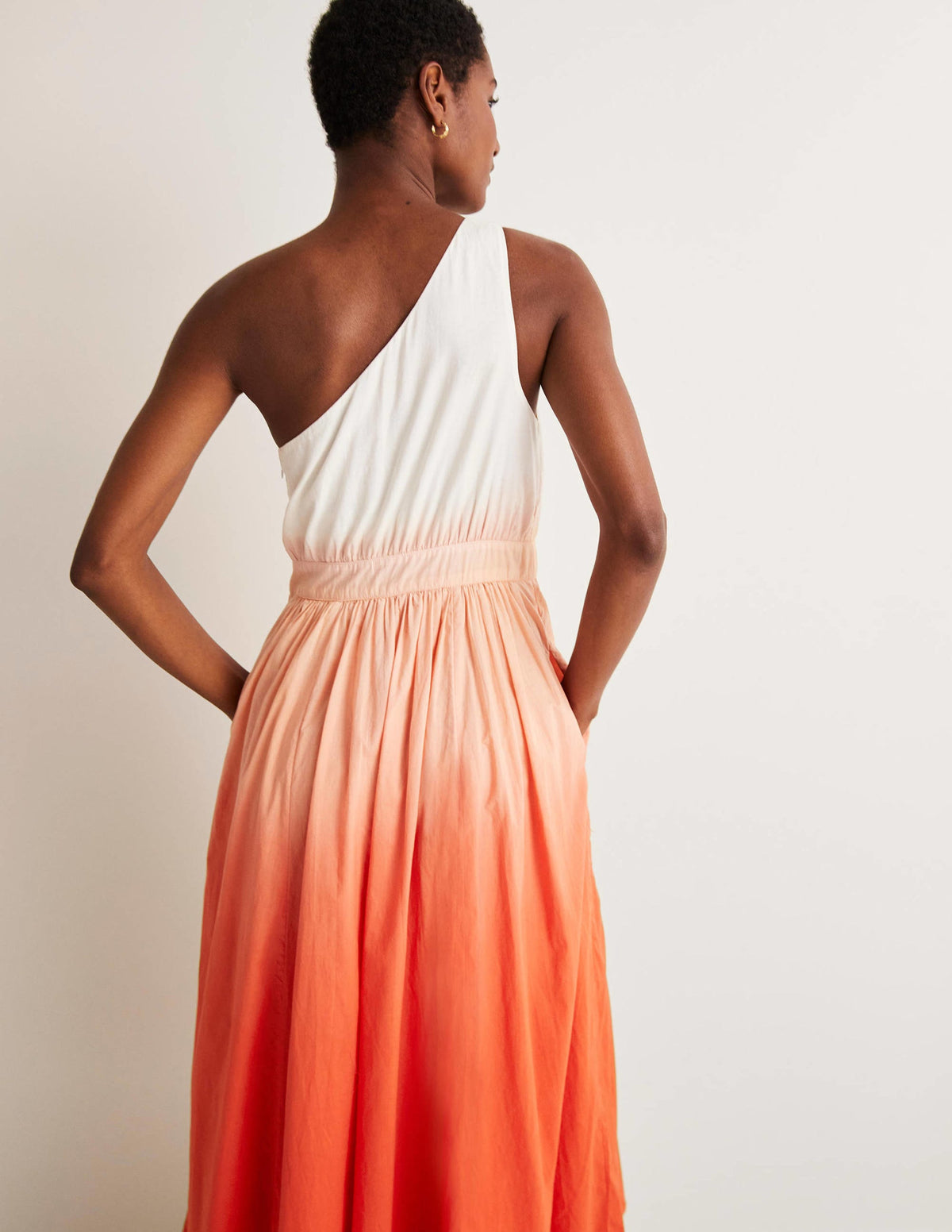 Midikleid mit einer Schulter-Feuerwerkskörperrot, Dip-Dye-3