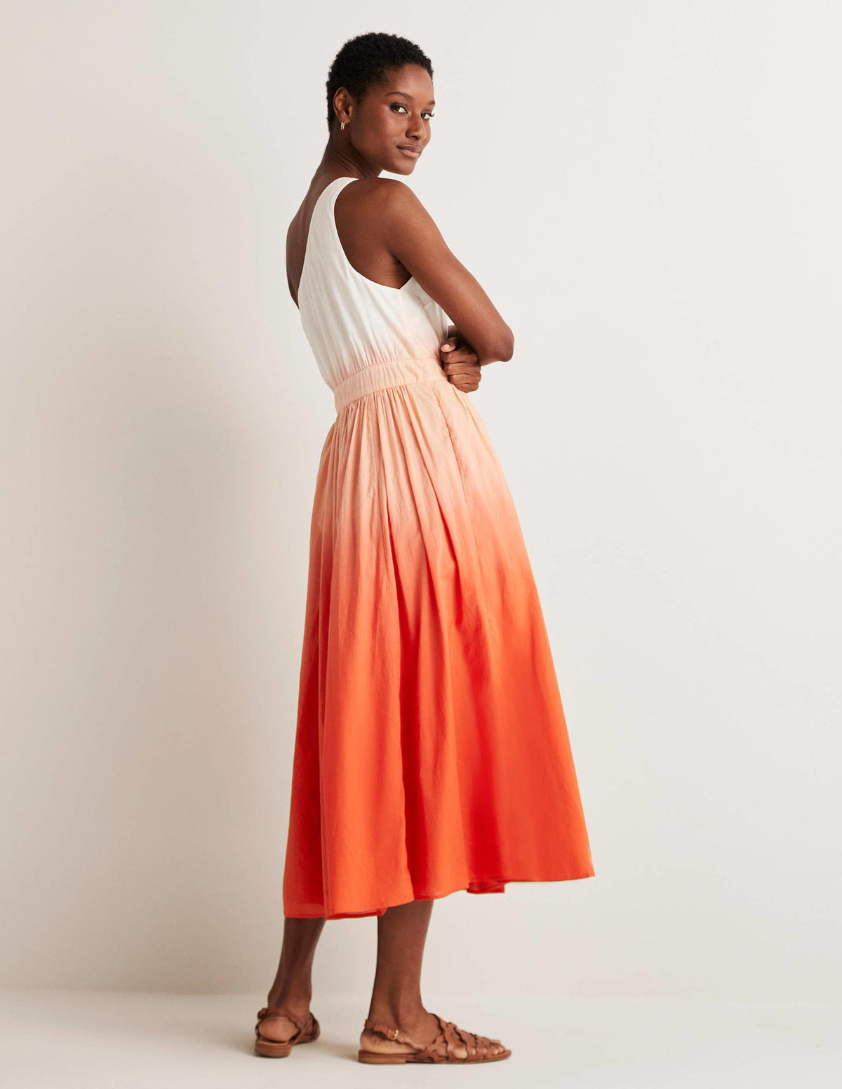 Midikleid mit einer Schulter-Feuerwerkskörperrot, Dip-Dye-5