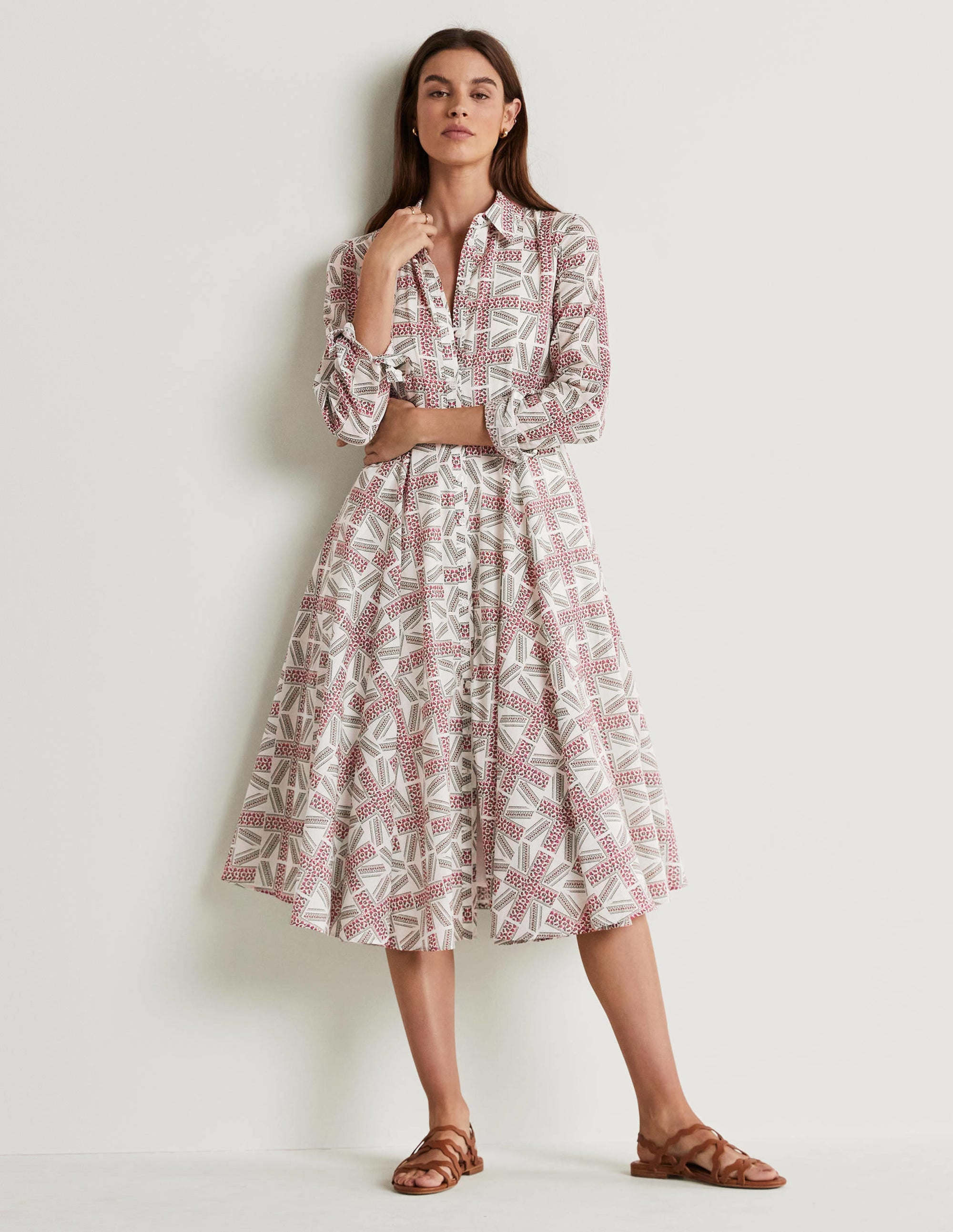 Jubilee Midi-Hemdblusenkleid-Naturweiß, Royale Blüten - Image 6