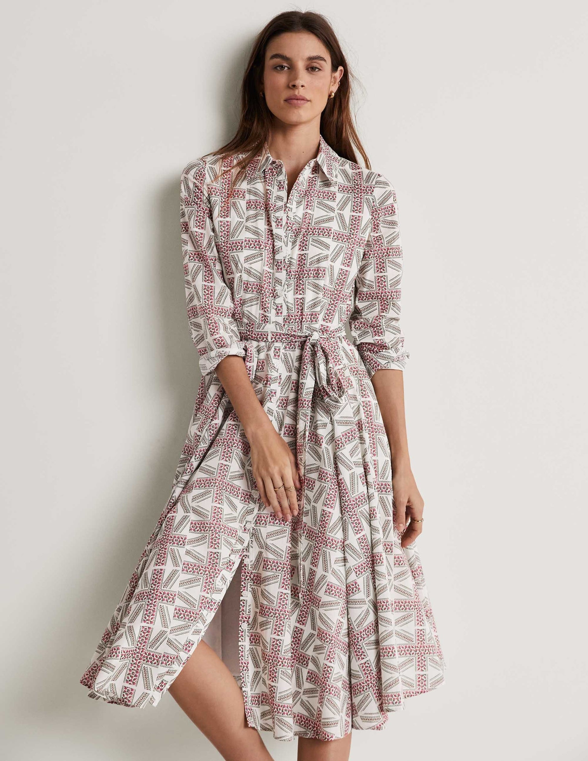 Jubilee Midi-Hemdblusenkleid-Naturweiß, Royale Blüten-8
