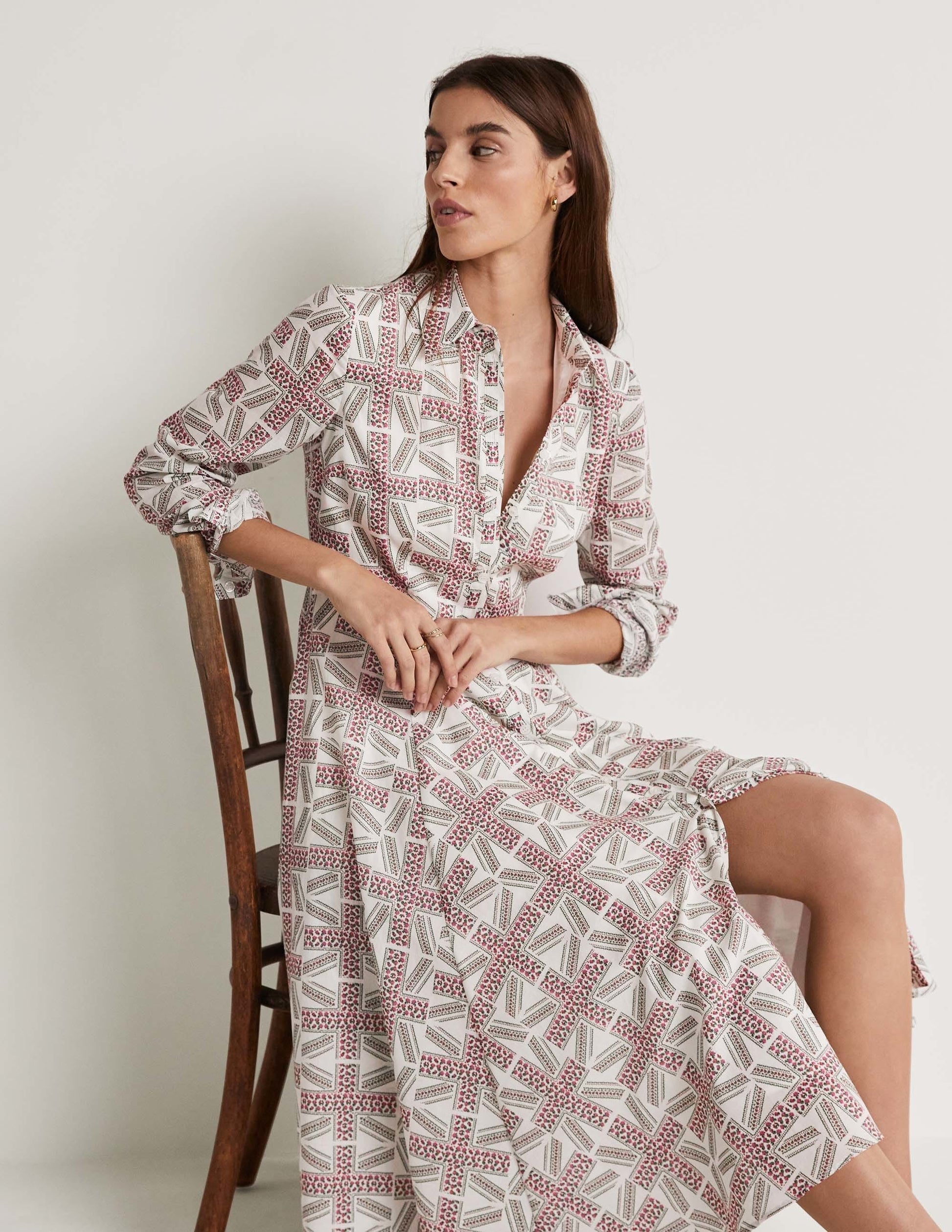Jubilee Midi-Hemdblusenkleid-Naturweiß, Royale Blüten-3