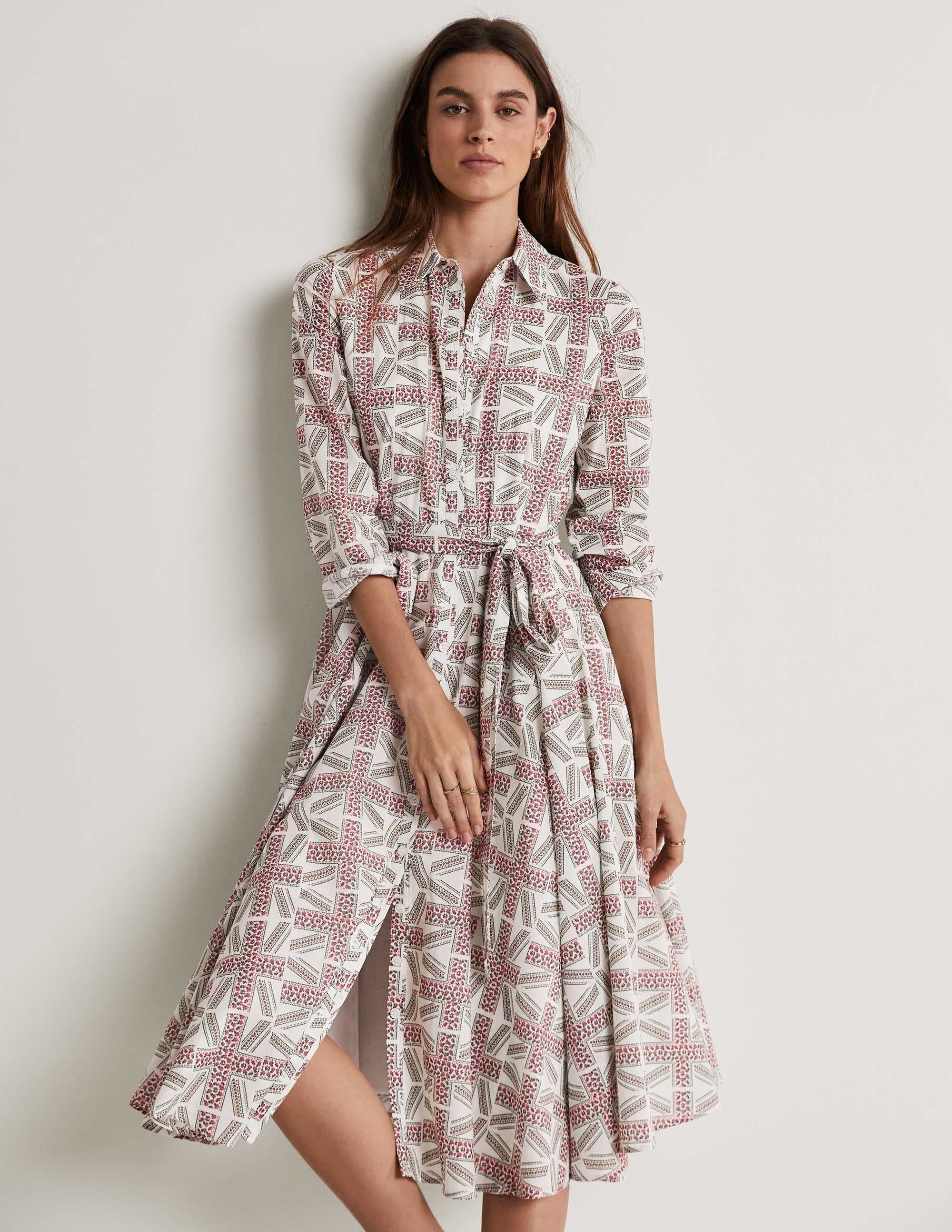 Jubilee Midi-Hemdblusenkleid-Naturweiß, Royale Blüten - Image 4