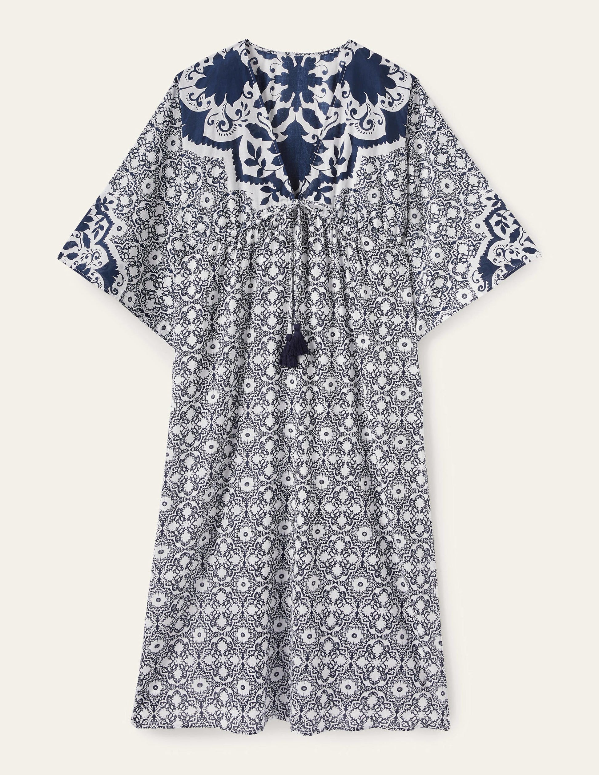 Maxi-Kaftankleid in Empire-Form-Navy, Bloomsbury-Muster-11