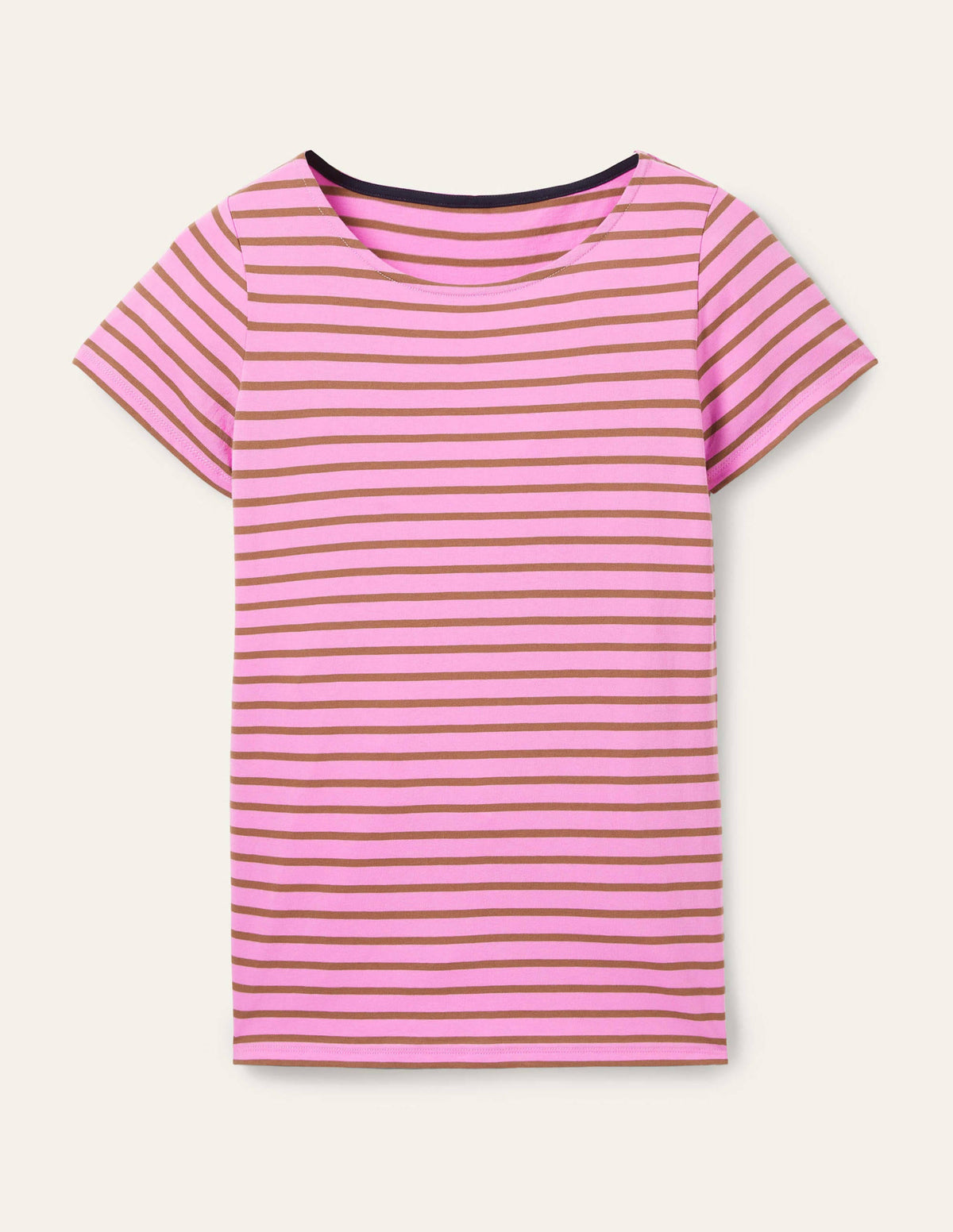 Kurzärmliges Bretonshirt-Violett/Eichelbraun, Gestreift - Image 5