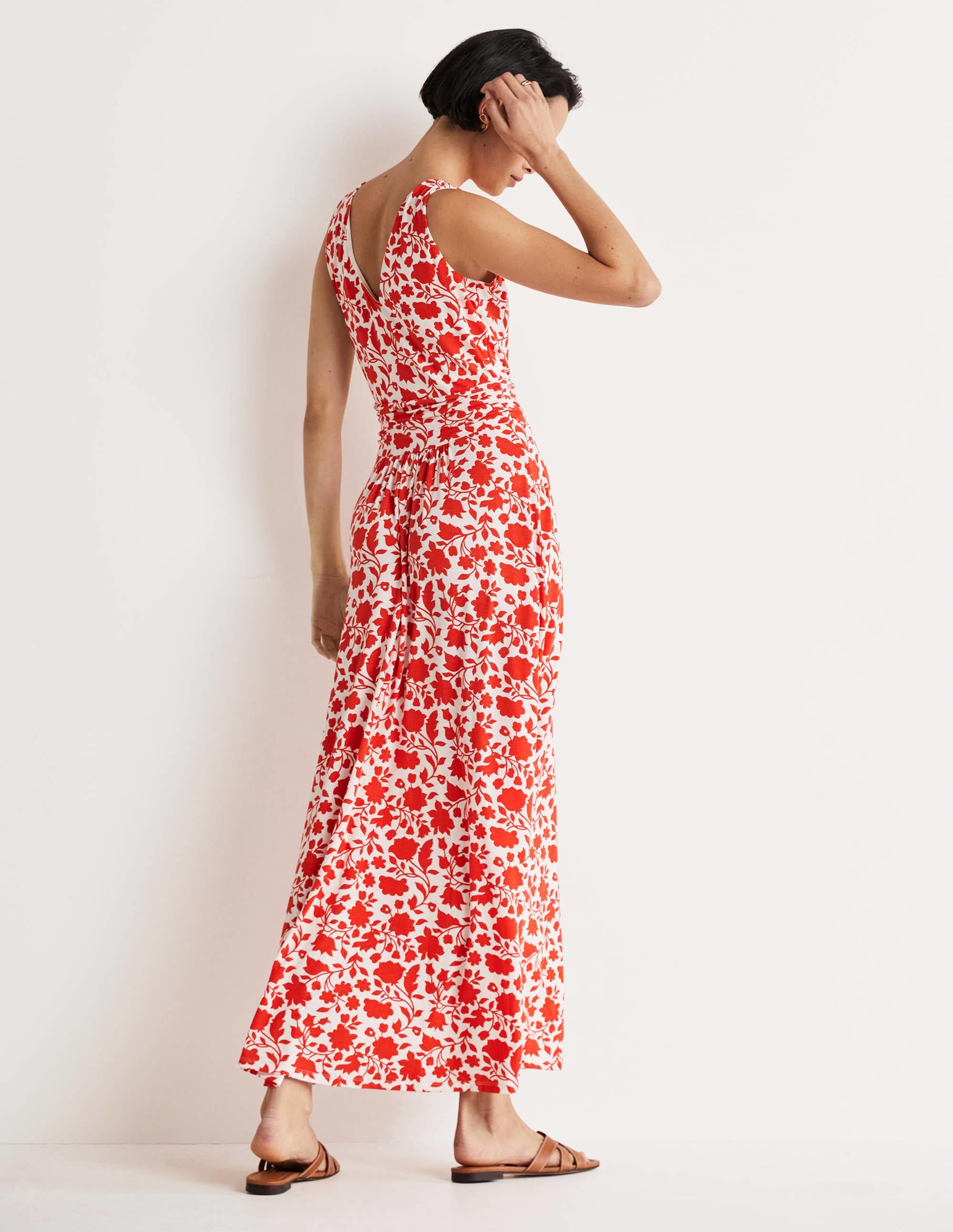 Robe longue Sienna en jersey-Papaye, motif Botanic Silhouette - Image 3