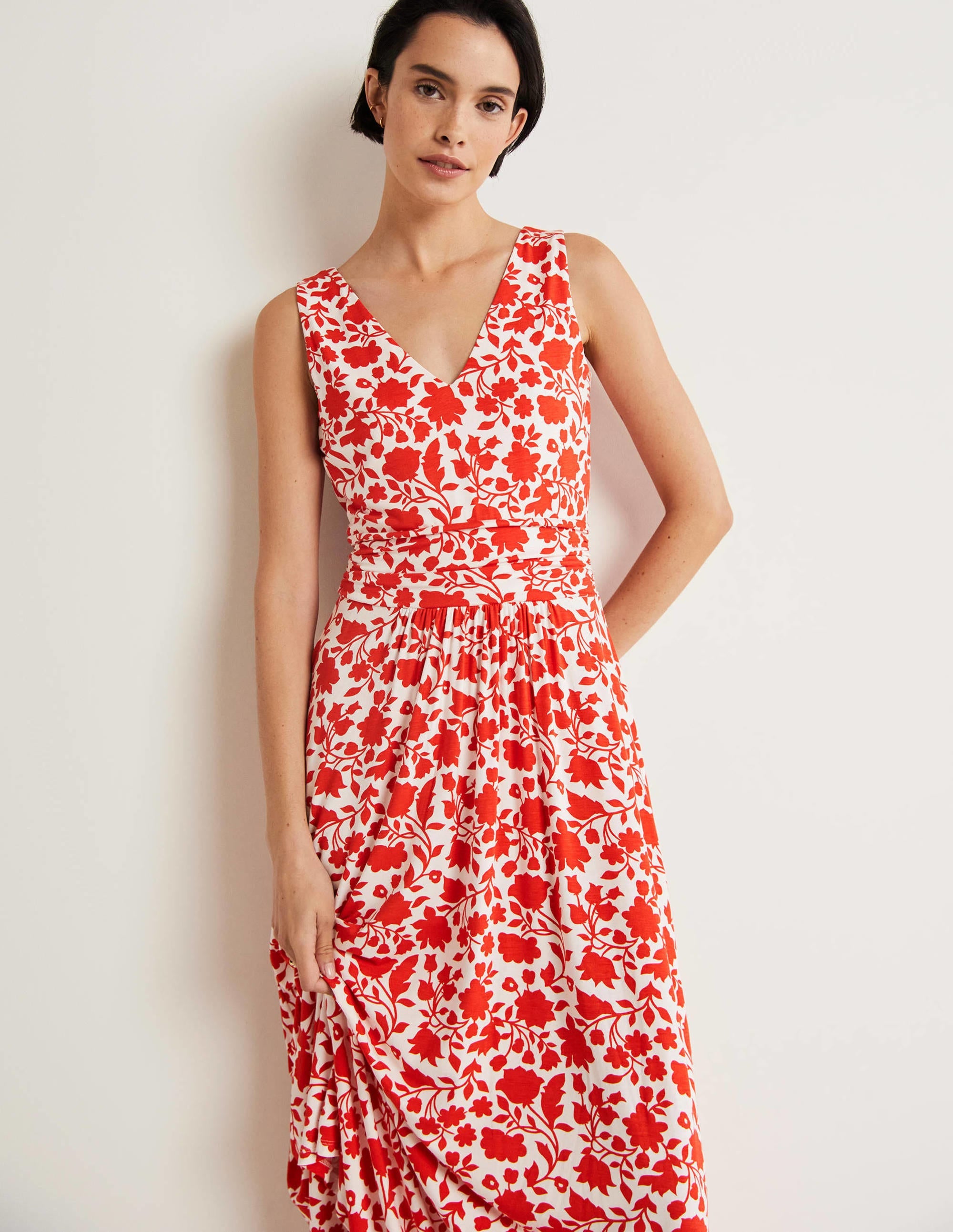 Robe longue Sienna en jersey-Papaye, motif Botanic Silhouette - Image 5