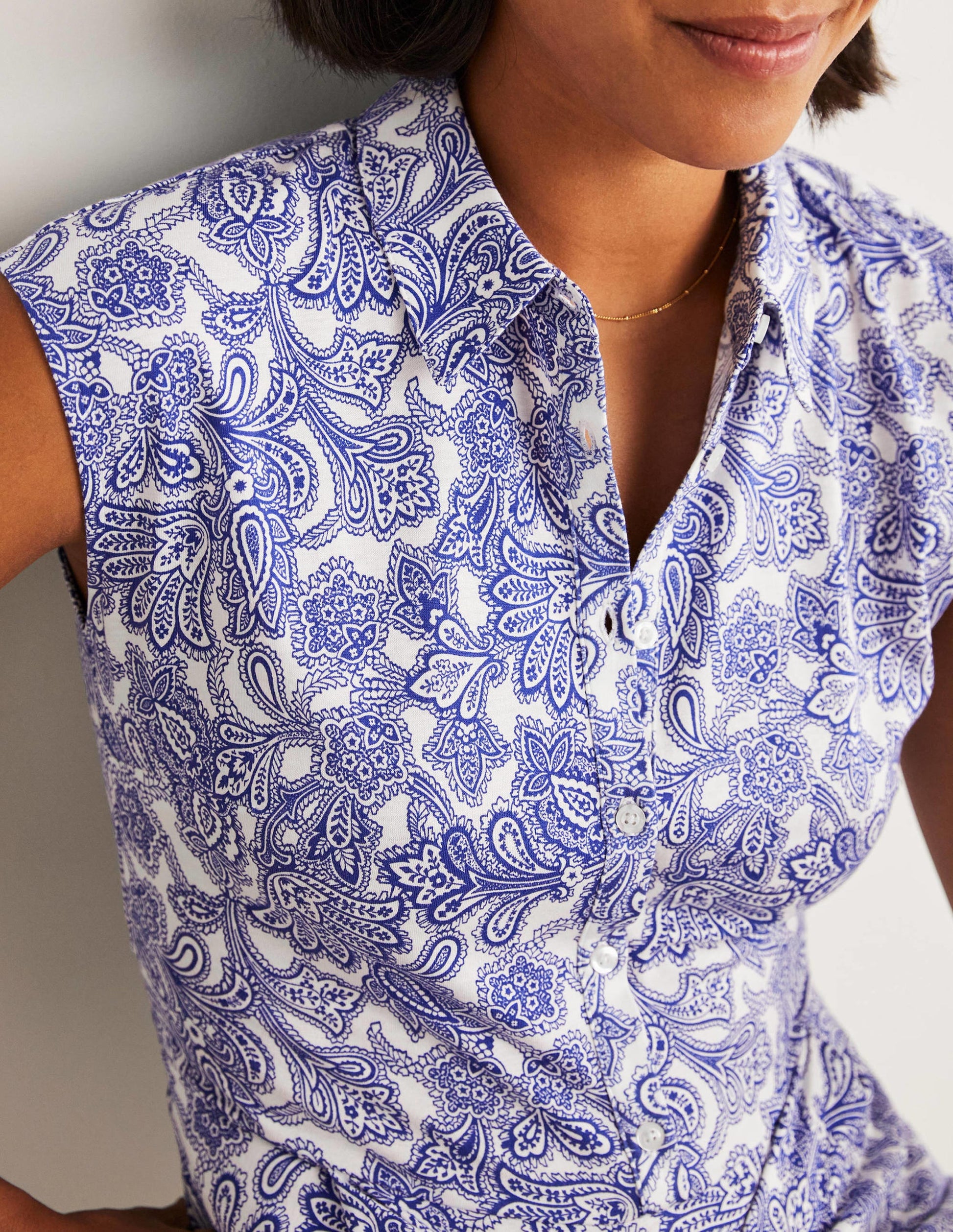 Robe-chemise Althea en jersey-Océan Atlantique, motif Paisley Bud-2