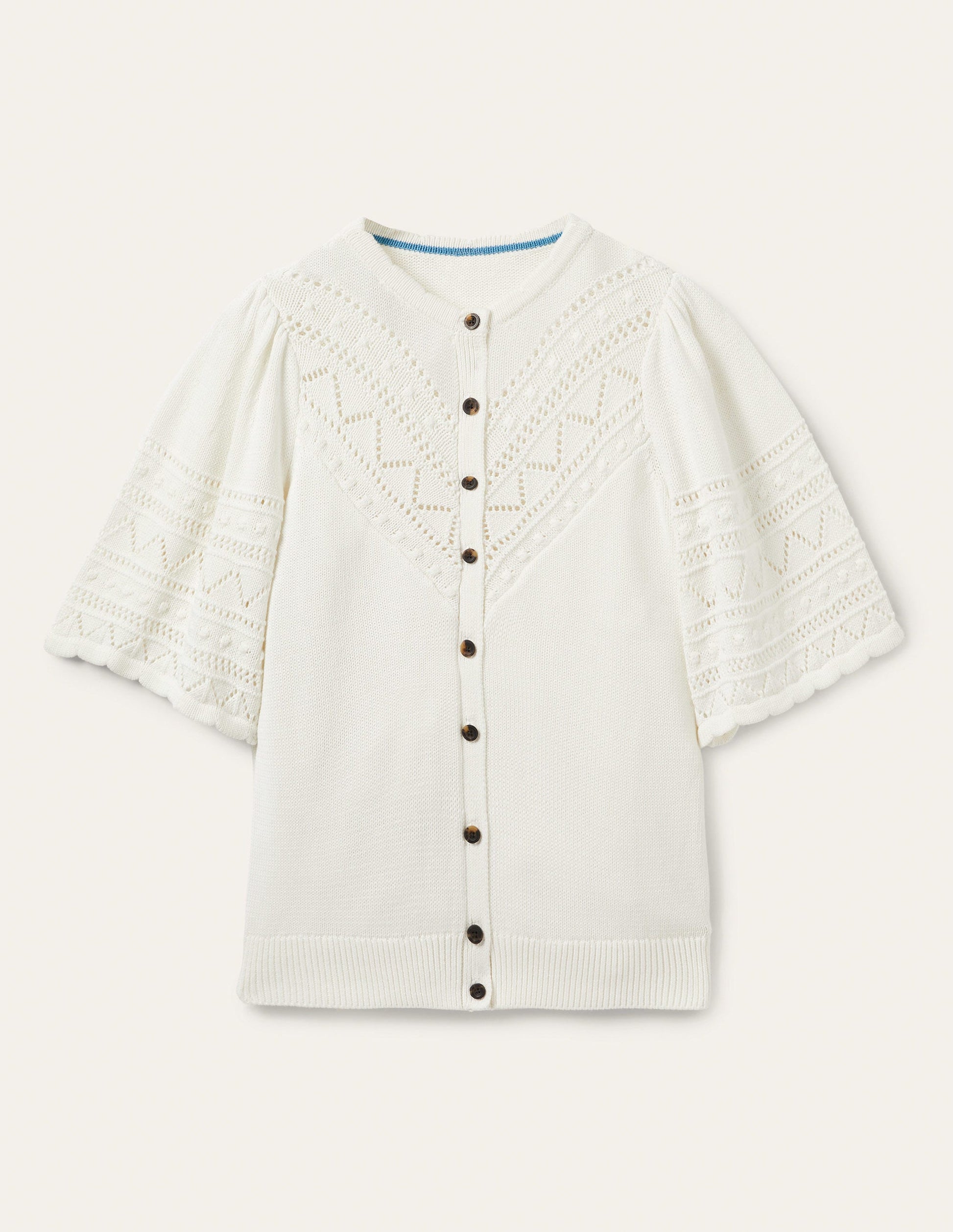 Häkel-Cardigan mit weiten Ärmeln-Naturweiß-7