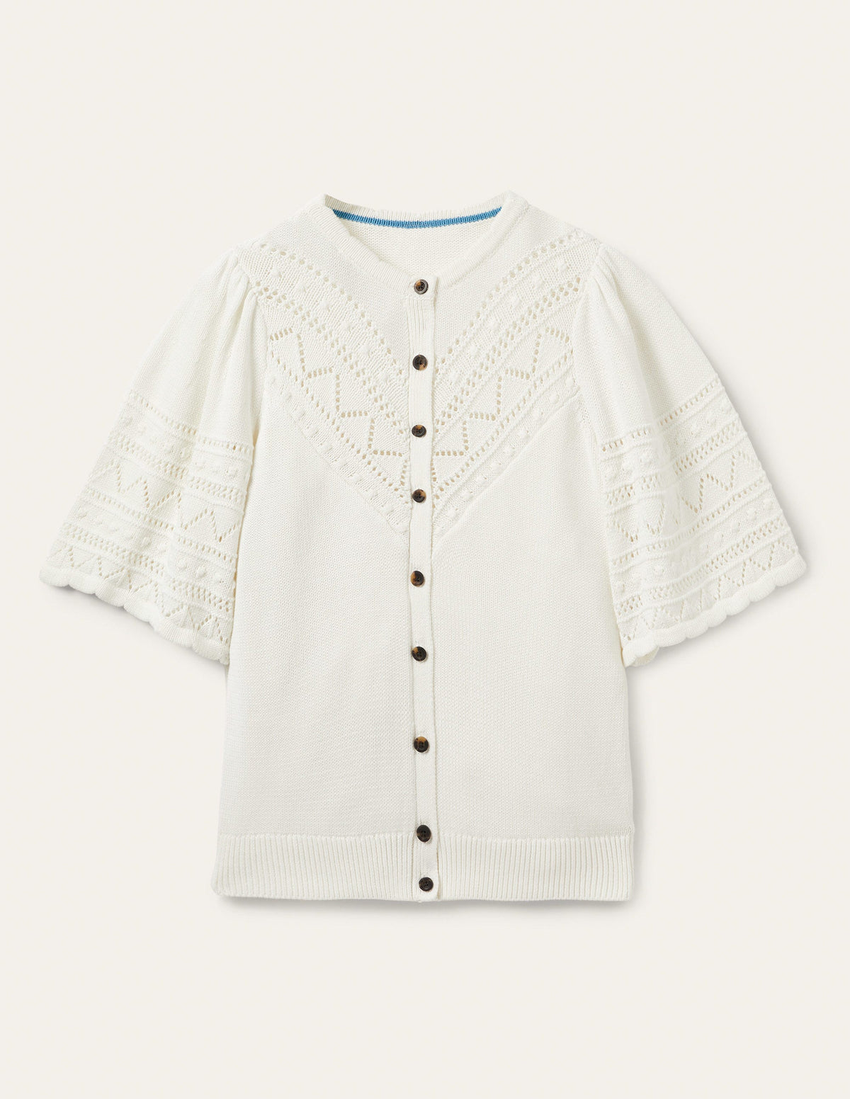 Häkel-Cardigan mit weiten Ärmeln-Naturweiß - Image 7