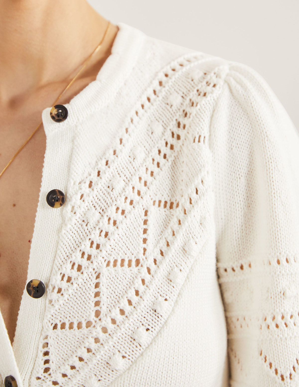 Häkel-Cardigan mit weiten Ärmeln-Naturweiß-2