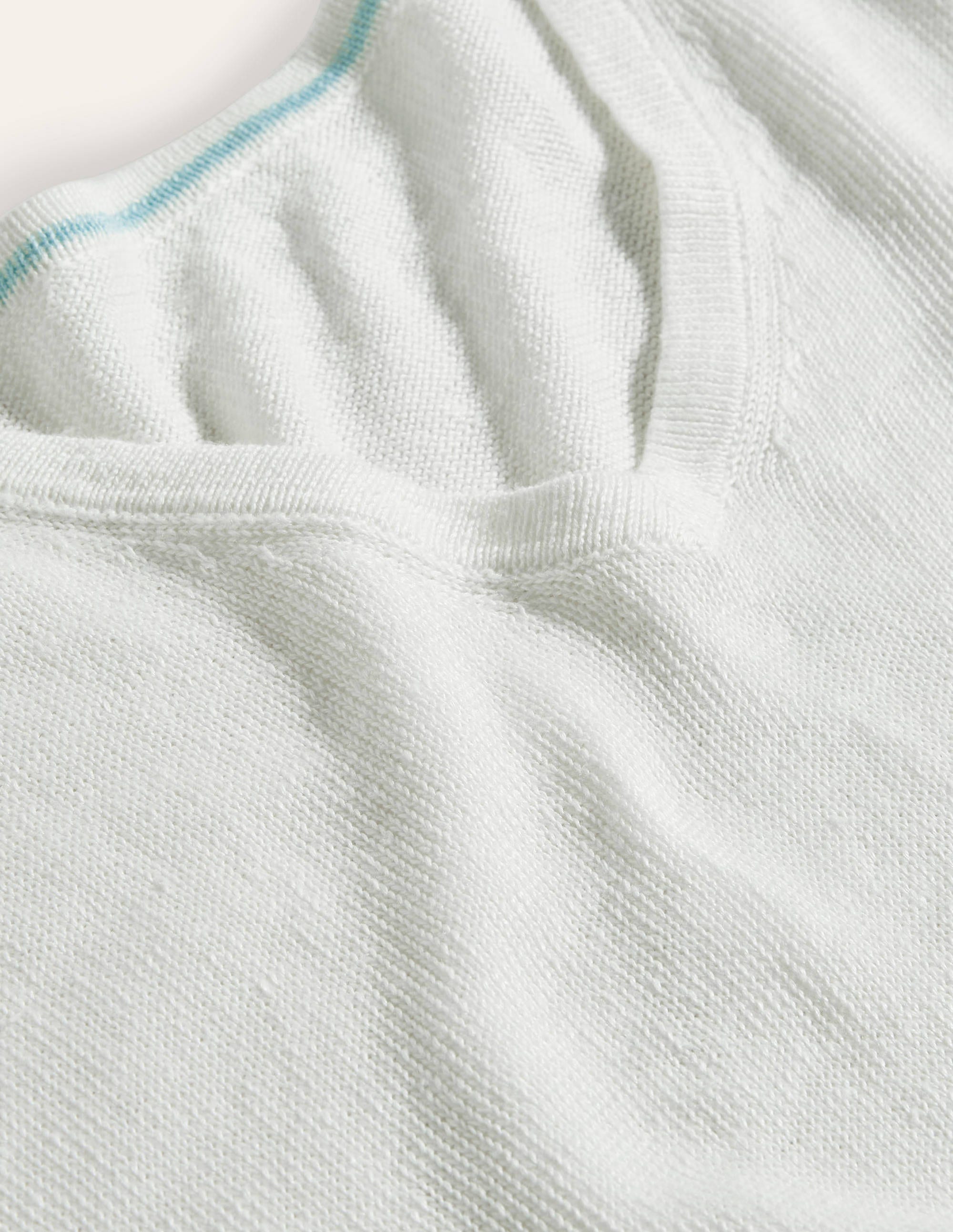 Leinen-T-Shirt mit V-Ausschnitt-Naturweiß - Image 5