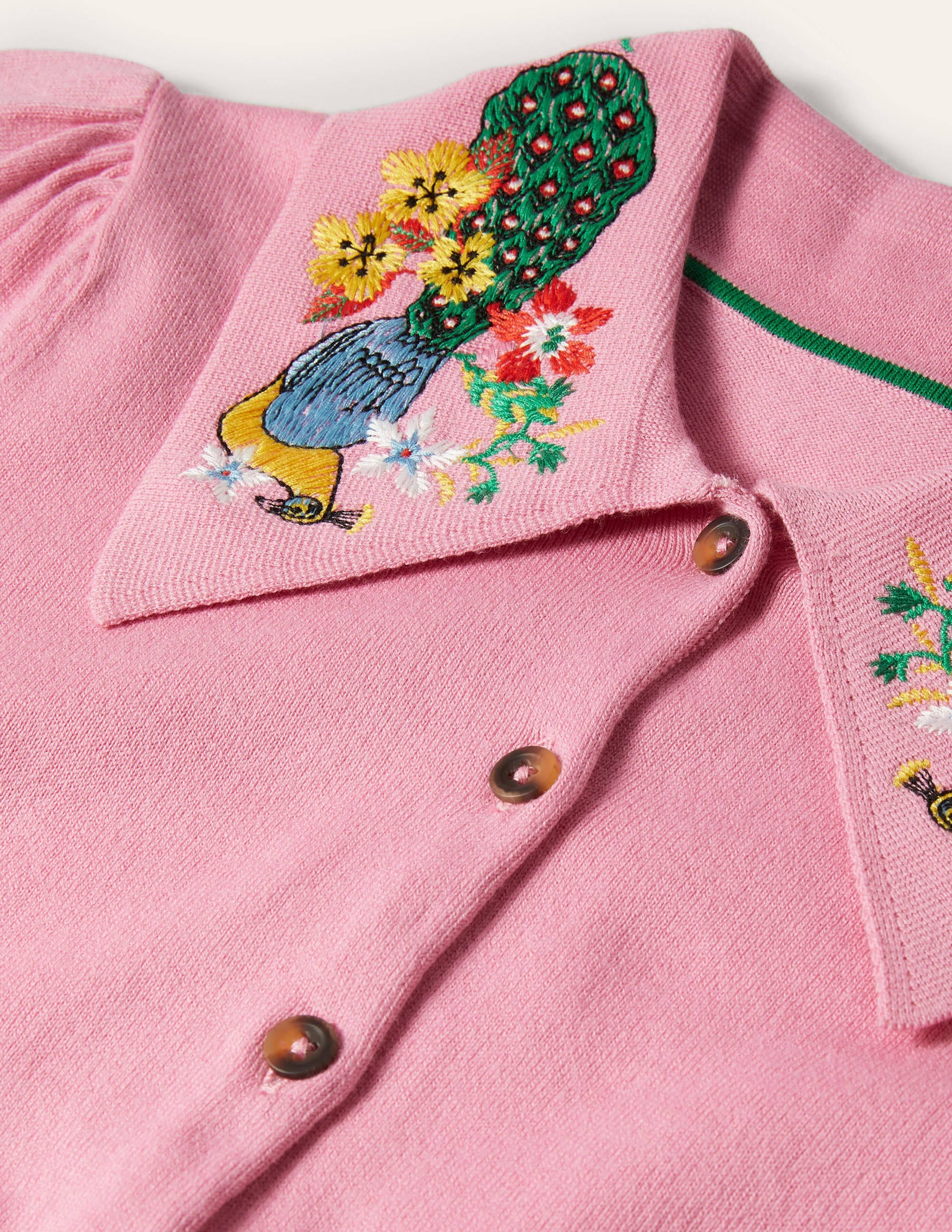Embroidered Collar Cardigan-Posy Pink - Image 5